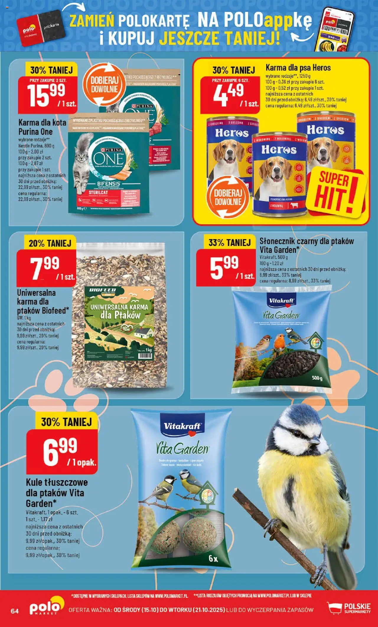 POLOmarket Gazetka od 15.10.2025 | Strona: 64 | Produkty: Słonecznik, Karma dla kota, Karma dla psa, Wołowina