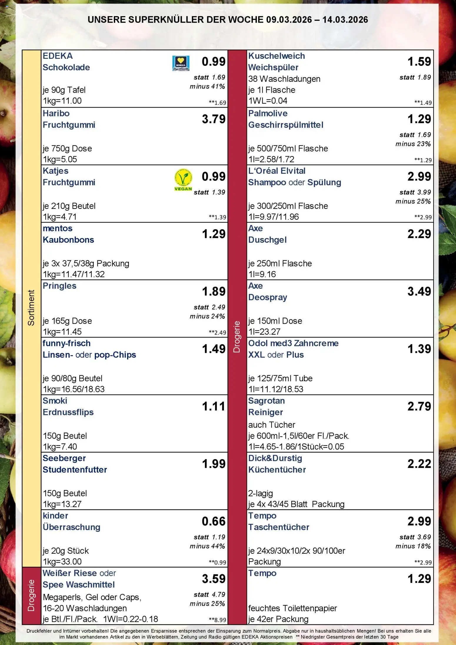 Simmel Bayern – gültig ab 09.03.2026 | Seite: 3 | Produkte: Schokolade, Waschmittel, Tempo, Toilettenpapier