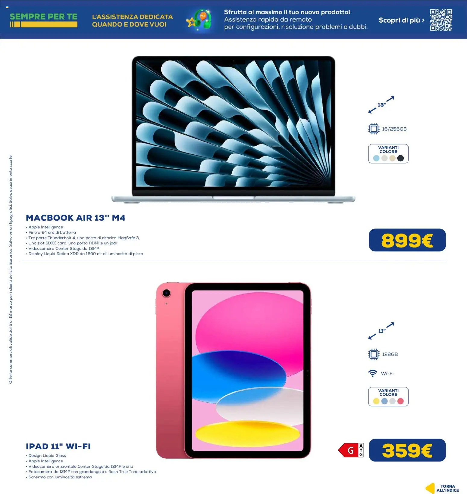 Volantino Euronics del 05.03.2026 | Pagina: 20 | Prodotti: Tè, Videocamera, Fotocamera, Ipad