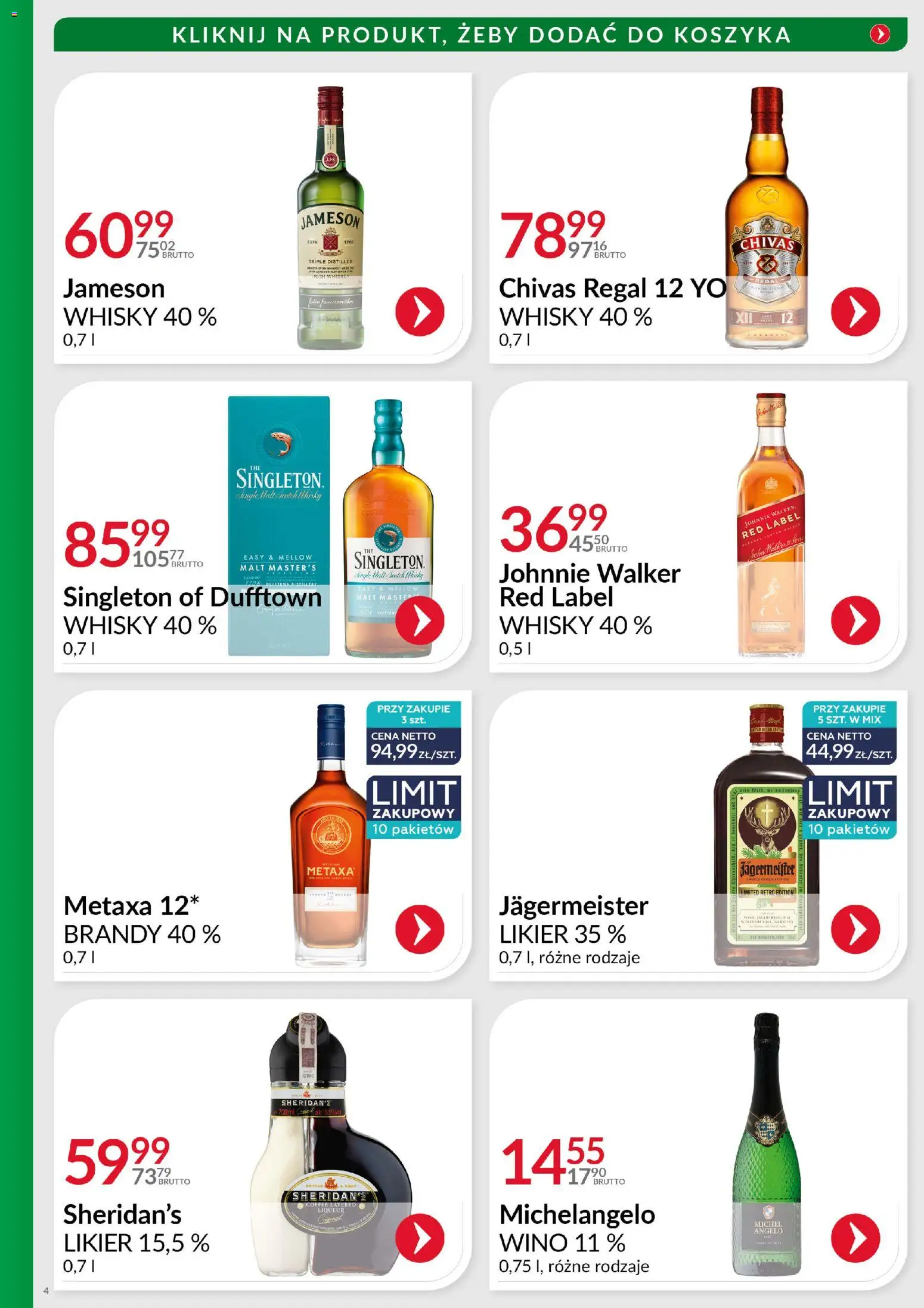 Eurocash Gazetka - Alko Szał od 11.12.2025 | Strona: 4 | Produkty: Chivas Regal, Jameson, Red label, Regał