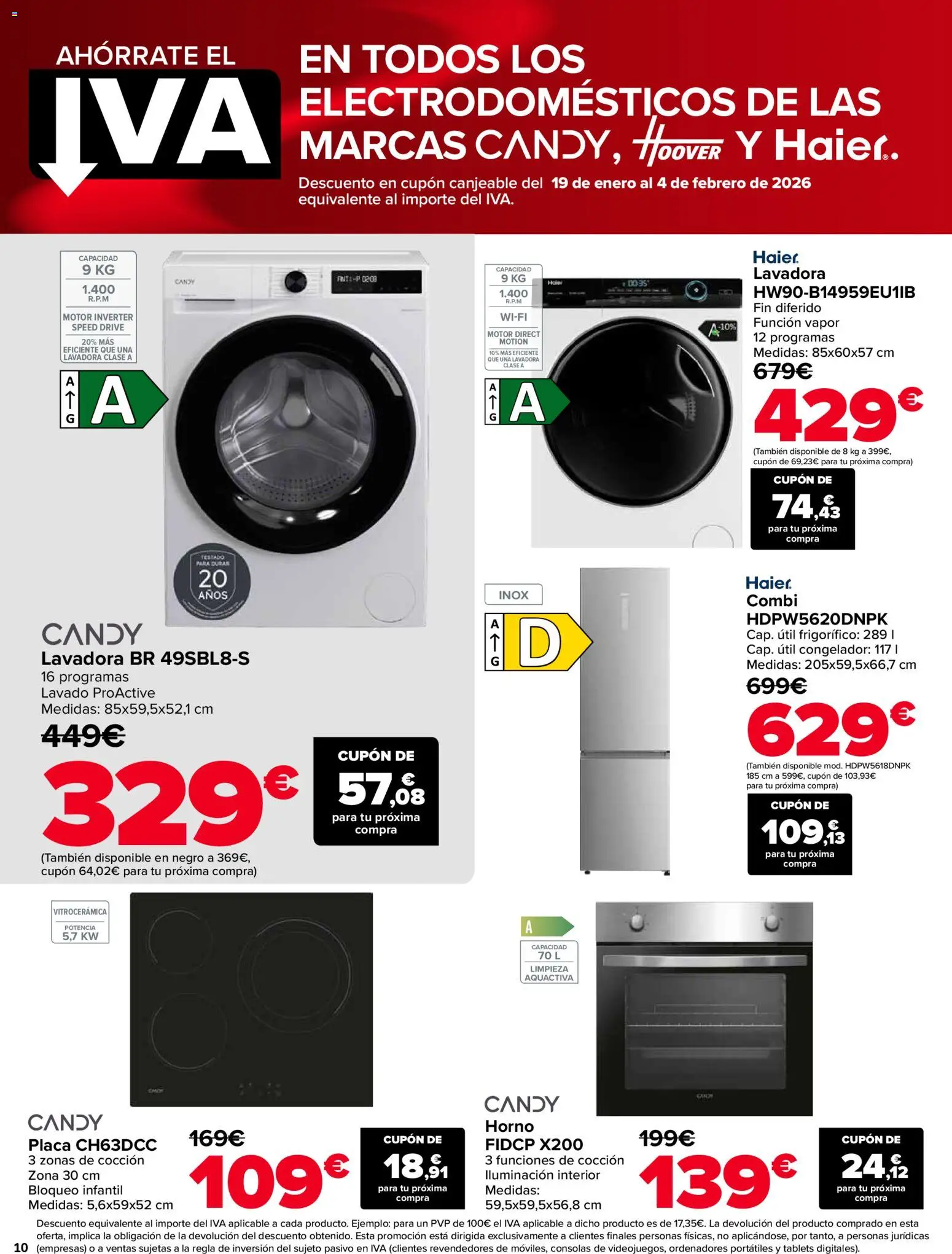 Carrefour folleto │ válido desde el 12.01.2026 | Página: 10 | Productos: Congelador, Lavadora, Combi, Galette de chaise