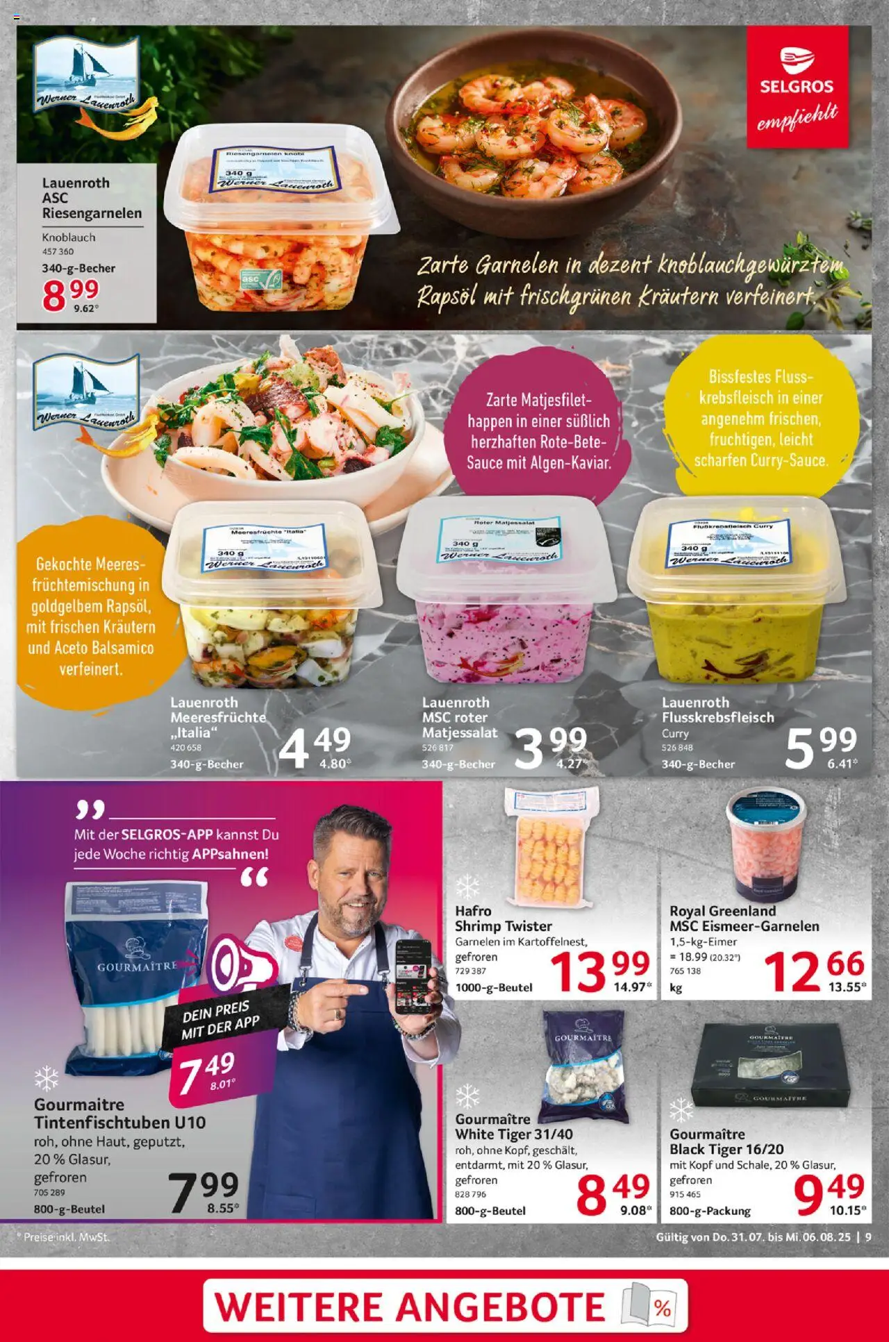 Selgros Prospekt 	 - gültig ab dem 31.07.2025 | Seite: 9 | Produkte: Balsamico, Rapsöl, Garnelen, Knoblauch