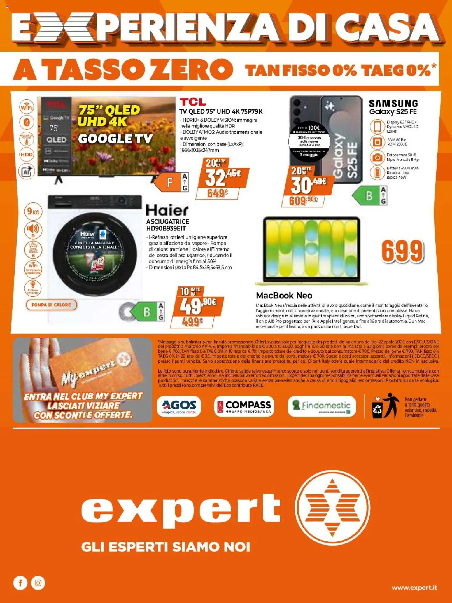Volantino Expert del 09.04.2026 | Pagina: 28 | Prodotti: Asciugatrice, Audio, Macbook, Terra