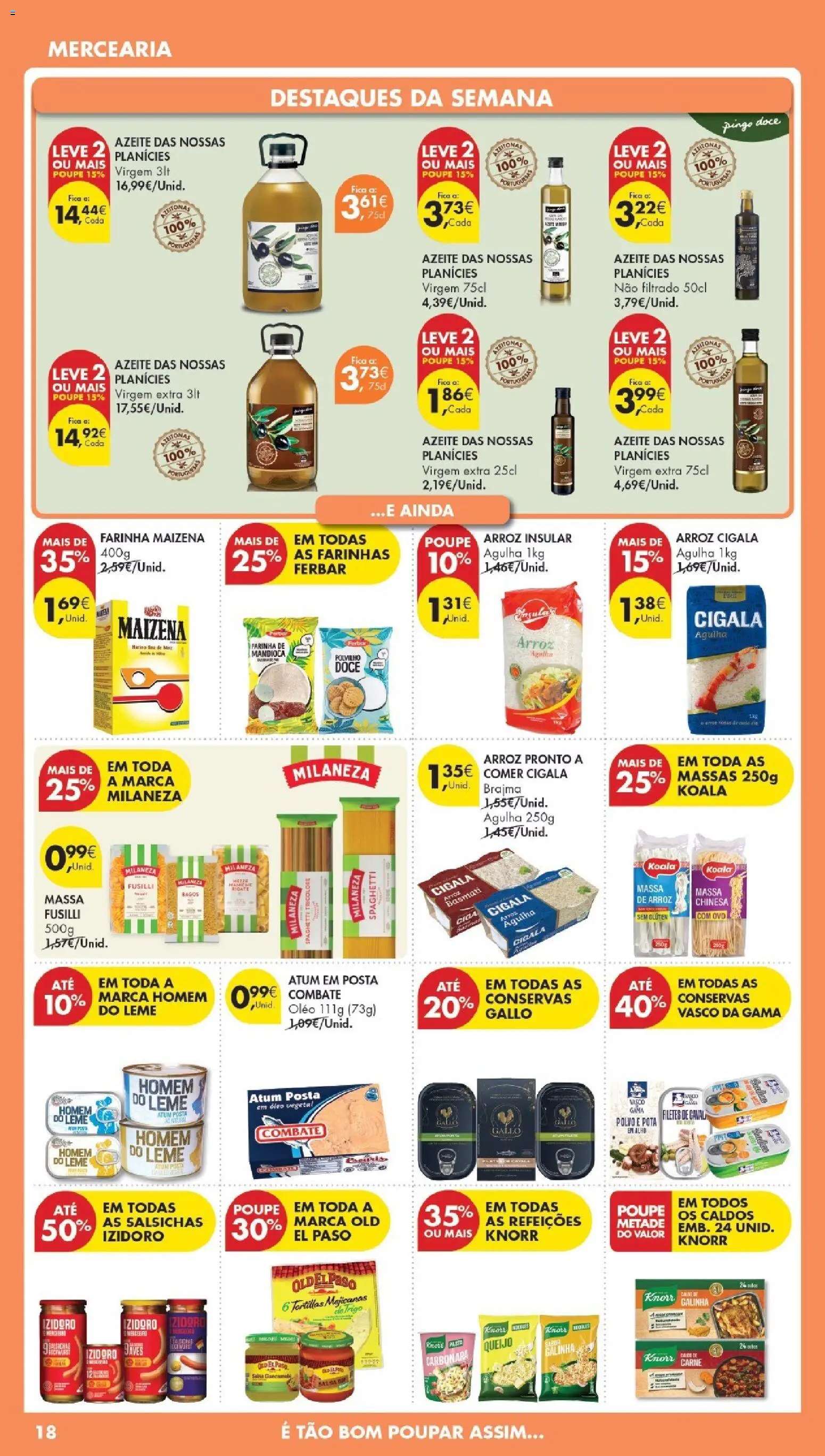 Pingo Doce Poupe Esta Semana Madeira │ válido de 21.04.2026 | Página: 18 | Produtos: Azeite, Azeitonas, Milaneza, Massa