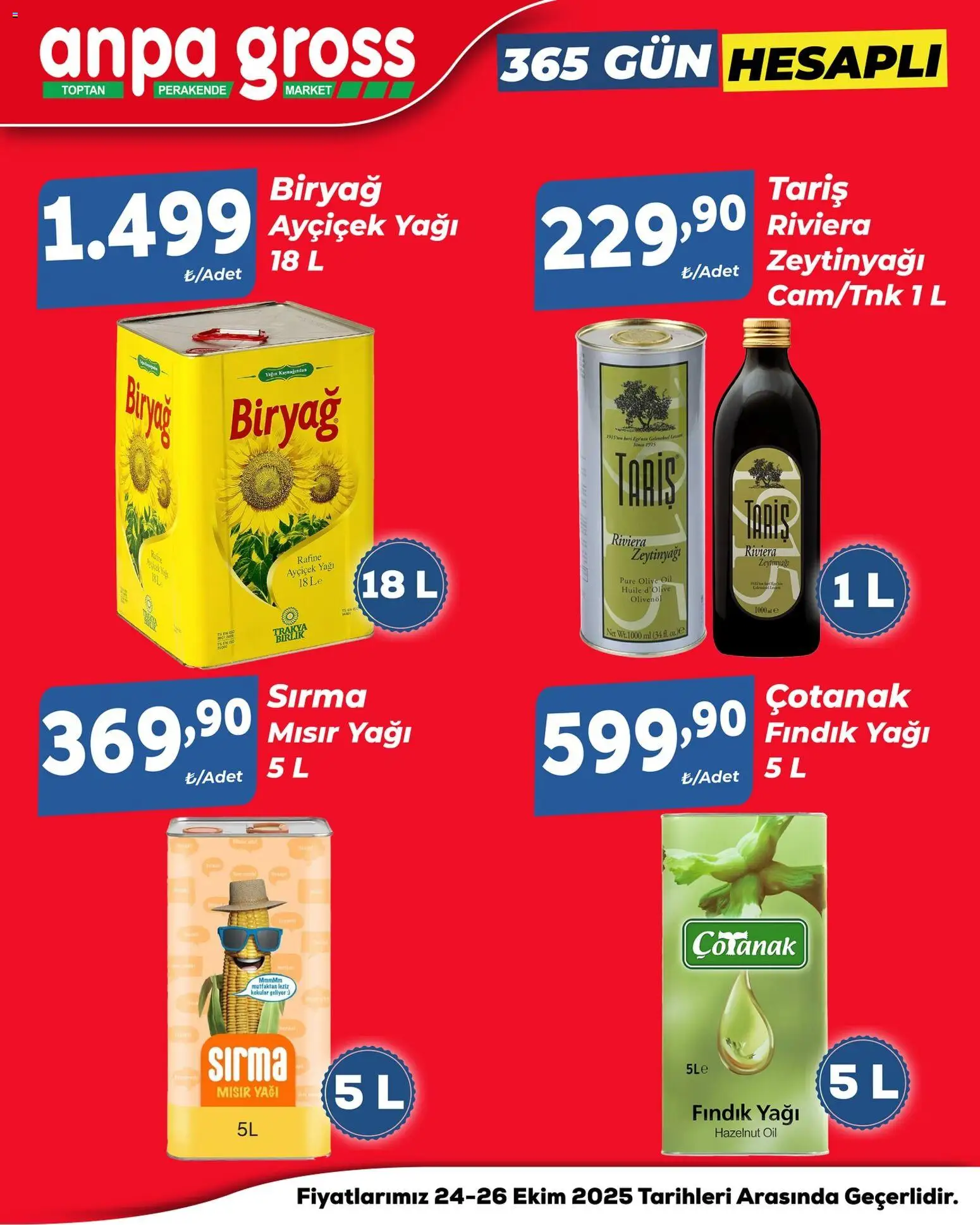 Anpa Gross Hafta Sonu Fırsatları - 24.10.2025 tarihinden itibaren geçerlidir | Sayfa: 1 | Ürünler: Fındık, Mısır