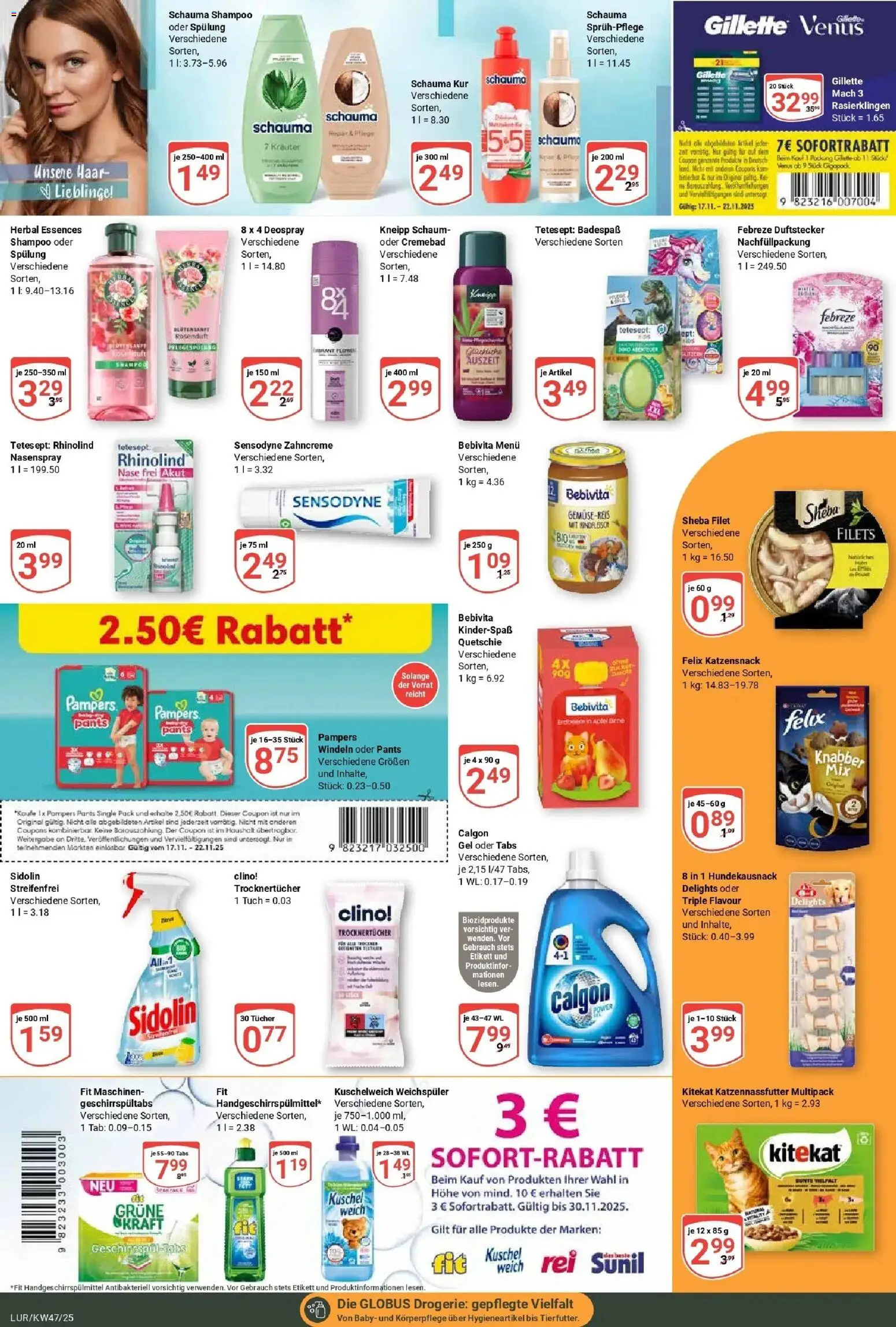 Globus prospekt Hamburg	 – gültig ab 17.11.2025 | Seite: 25 | Produkte: Schauma shampoo, Pampers, Shampoo, Spülung