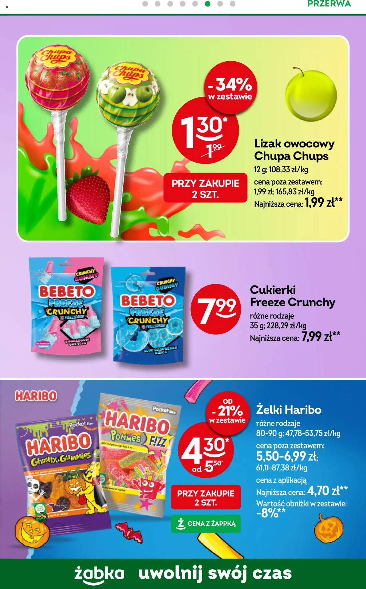 Żabka Gazetka od 08.10.2025 | Strona: 61 | Produkty: Żelki haribo, Żelki, Cukierki
