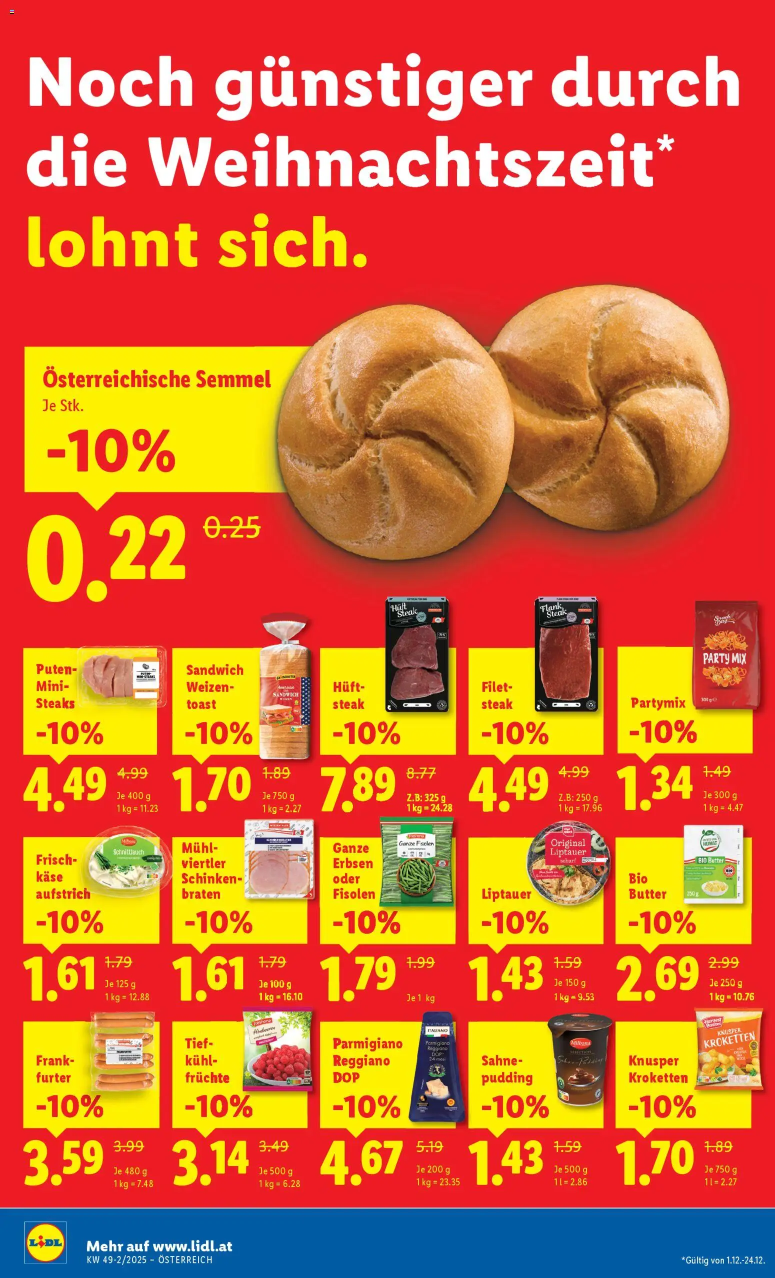 Lidl Flugblatt - Oberpullendorf, Güssing, Oberwart gültig ab 04.12.2025 | Seite: 2 | Produkte: Sahne, Butter, Käse, Schinken
