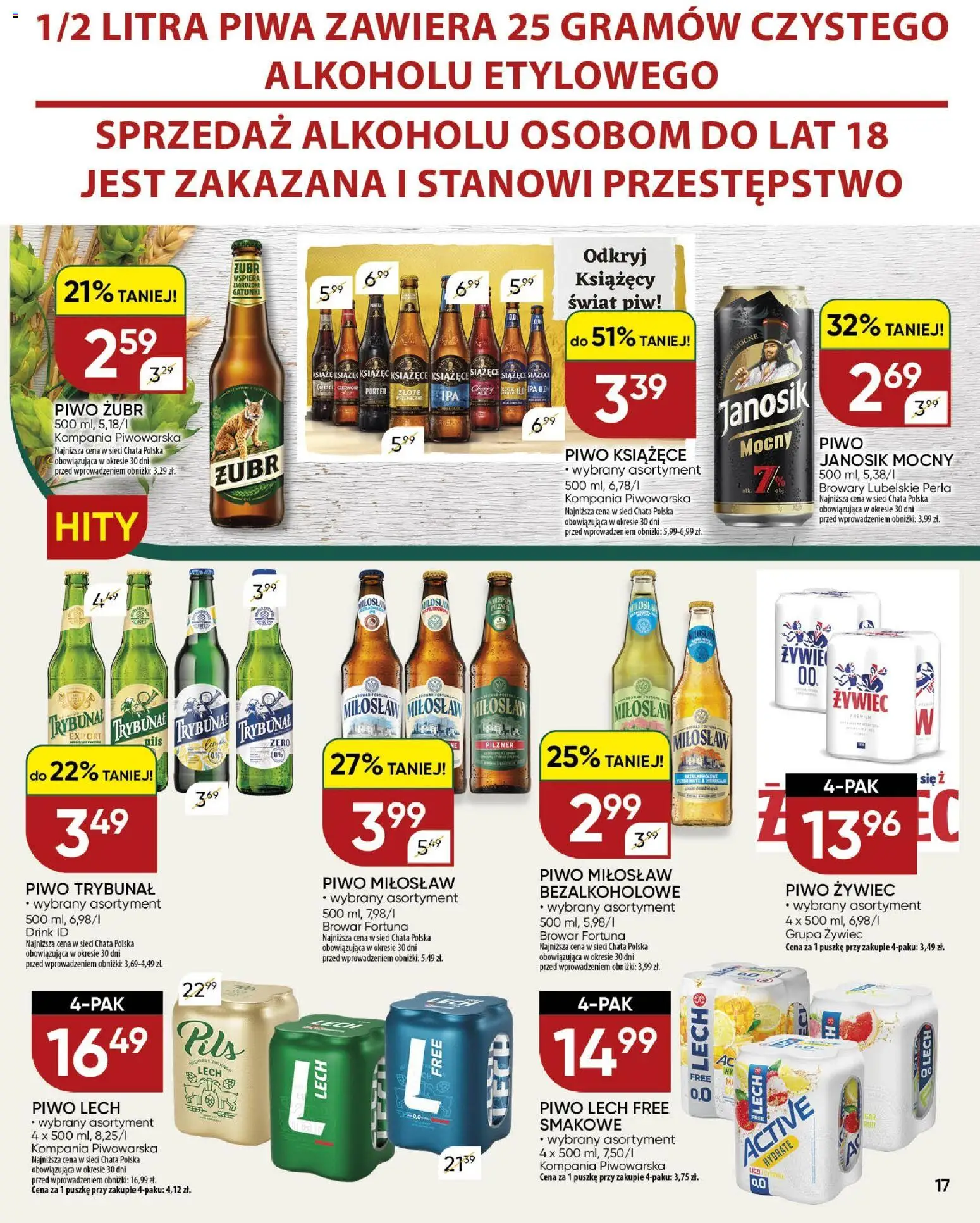 Chata Polska gazetka od 26.03.2026 | Strona: 17 | Produkty: Piwo żubr, Piwo