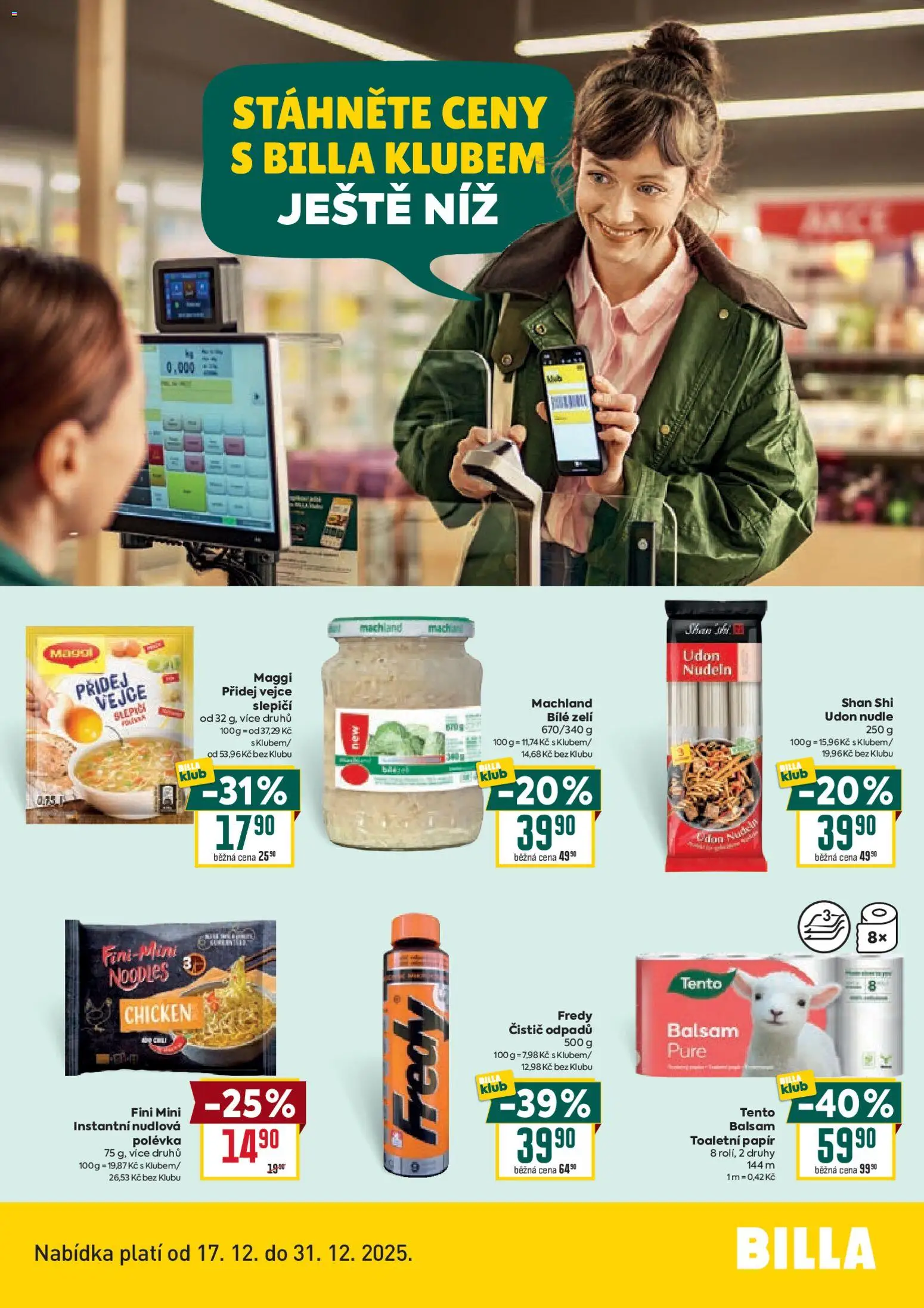 Billa leták - Bonus club od 17.12.2025 | Strana: 2 | Produkty: Maggi, Toaletní papír, Udon nudle, Nudle