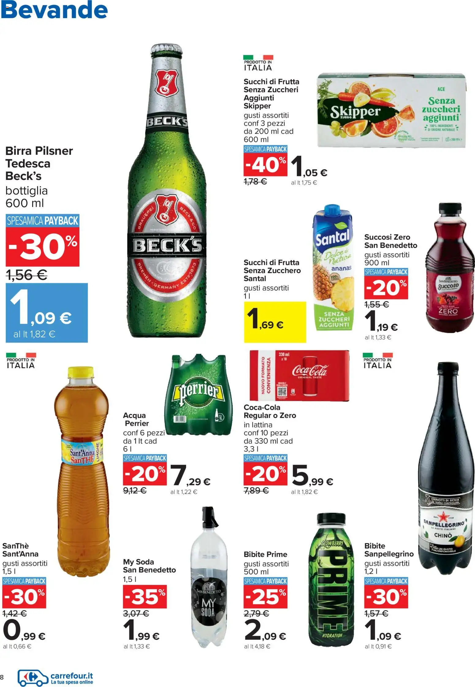 Volantino Carrefour del 30.10.2025 | Pagina: 8 | Prodotti: Birra, Acqua, Frutta, Ananas