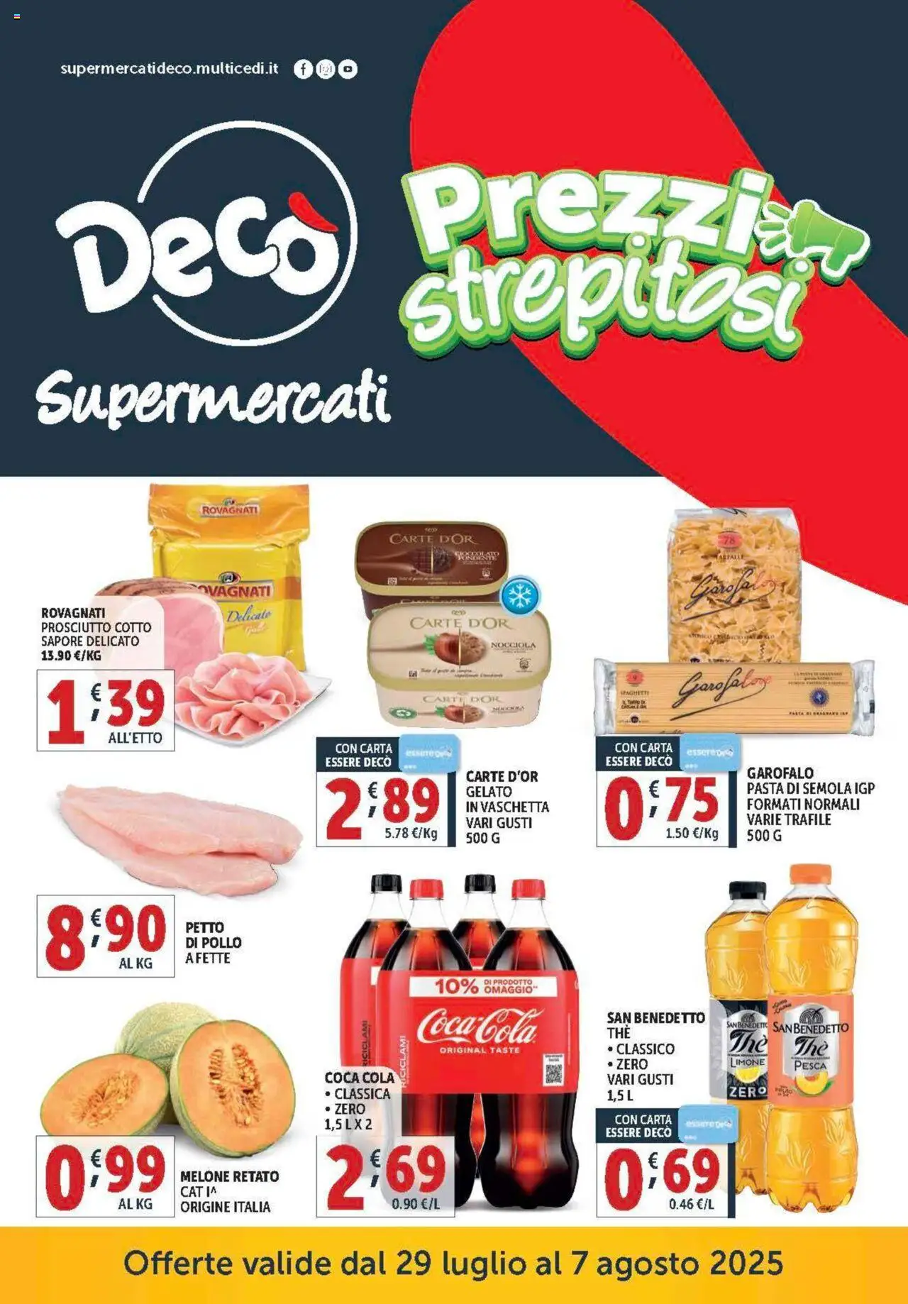 Volantino Decò del 29.07.2025 | Pagina: 1 | Prodotti: Gelato, Limone, Pasta, Melone