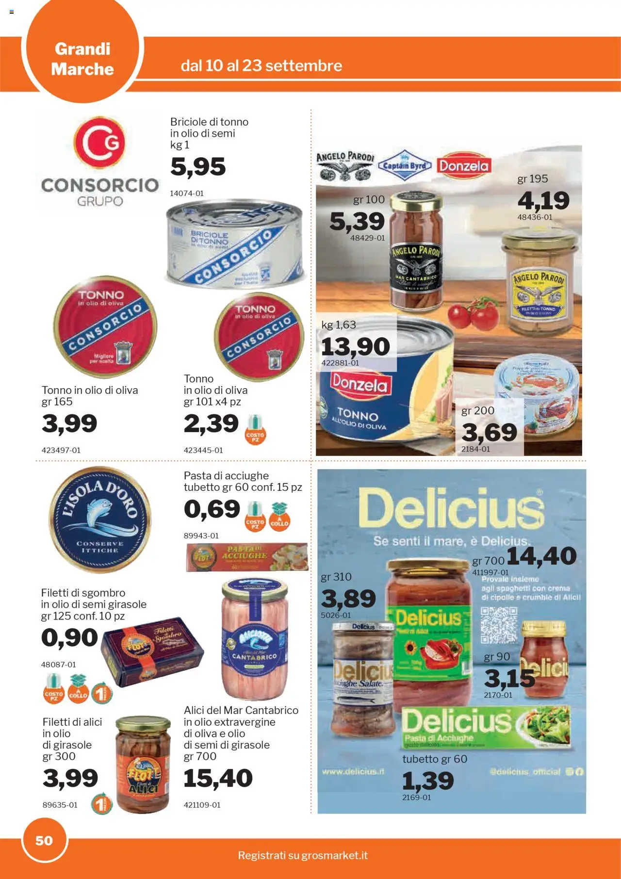 Volantino Sogegross del 10.09.2025 | Pagina: 50 | Prodotti: Olio, Acciughe, Tonno, Sgombro