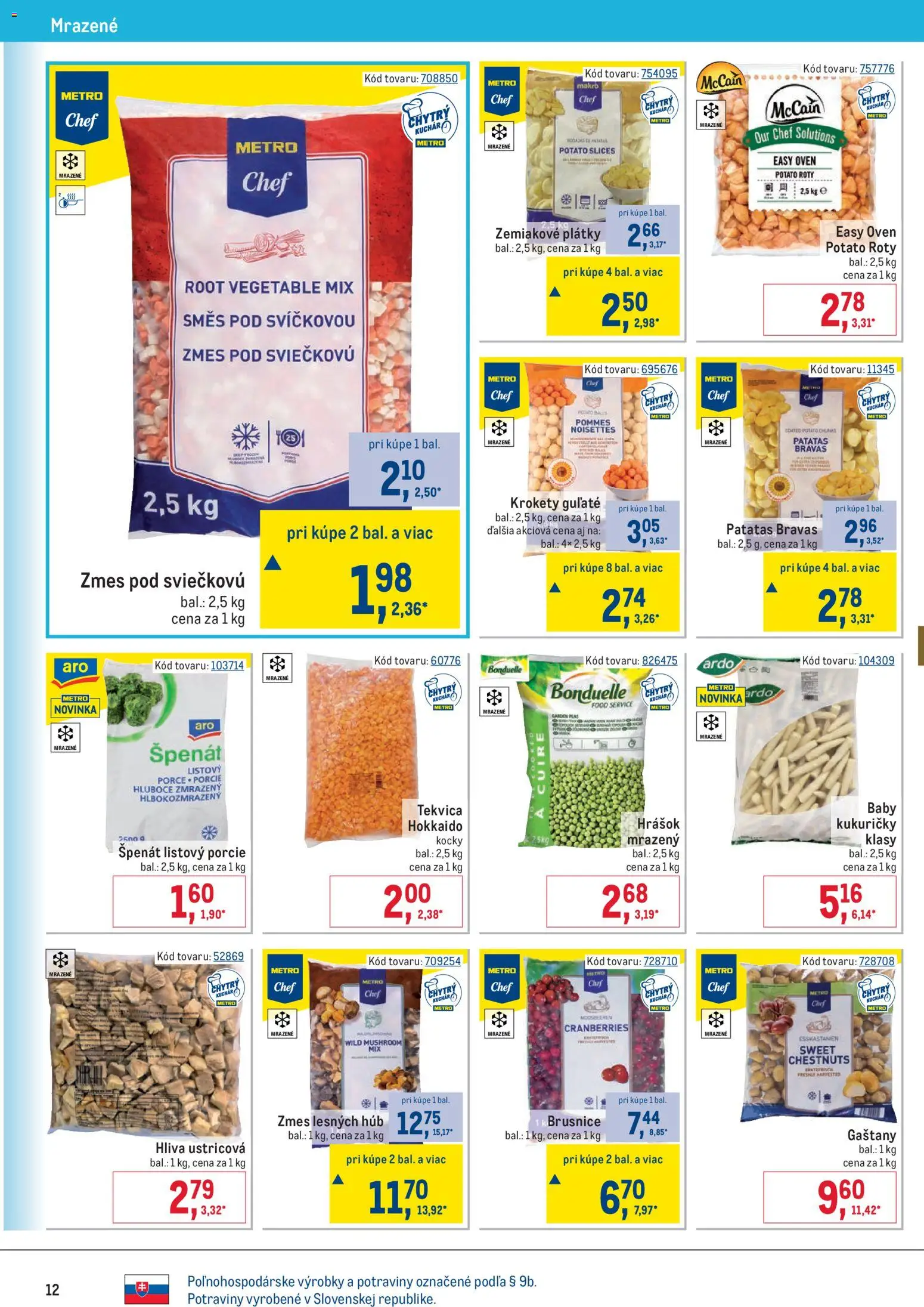 Nové Metro akcie – leták je platný od 19.11.2025 | Strana: 12 | Produkty: Gaštany, Hrášok