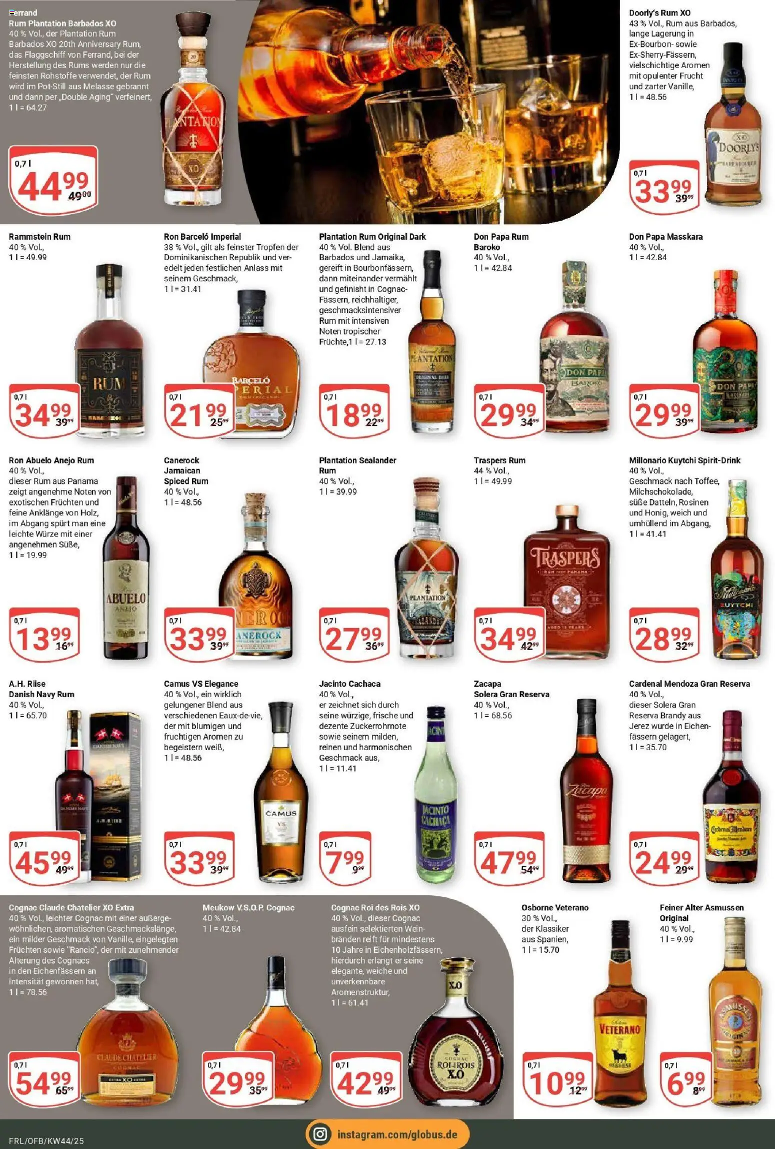 Globus prospekt Freilassing	 – gültig ab 26.10.2025 | Seite: 20 | Produkte: Osborne, Rum, Rosinen, Wein