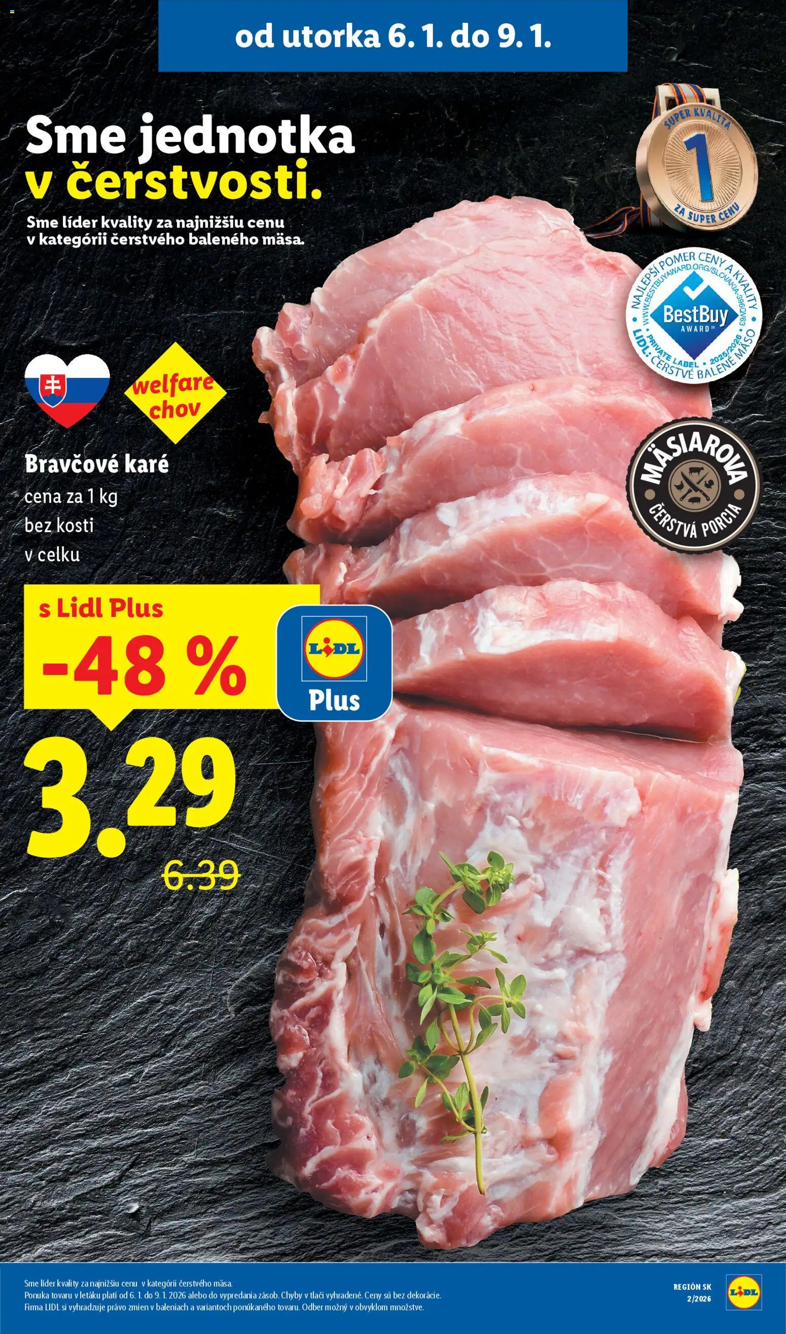 Nové Lidl akcie – leták je platný od 08.01.2026 | Strana: 46 | Produkty: Bravčové karé