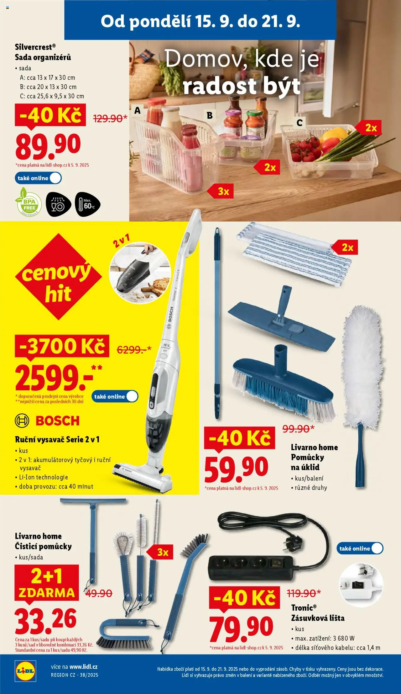 Lidl - Leták - Spotřební zboží od 15.09.2025 | Strana: 8 | Produkty: Ruční vysavač, Vysavač