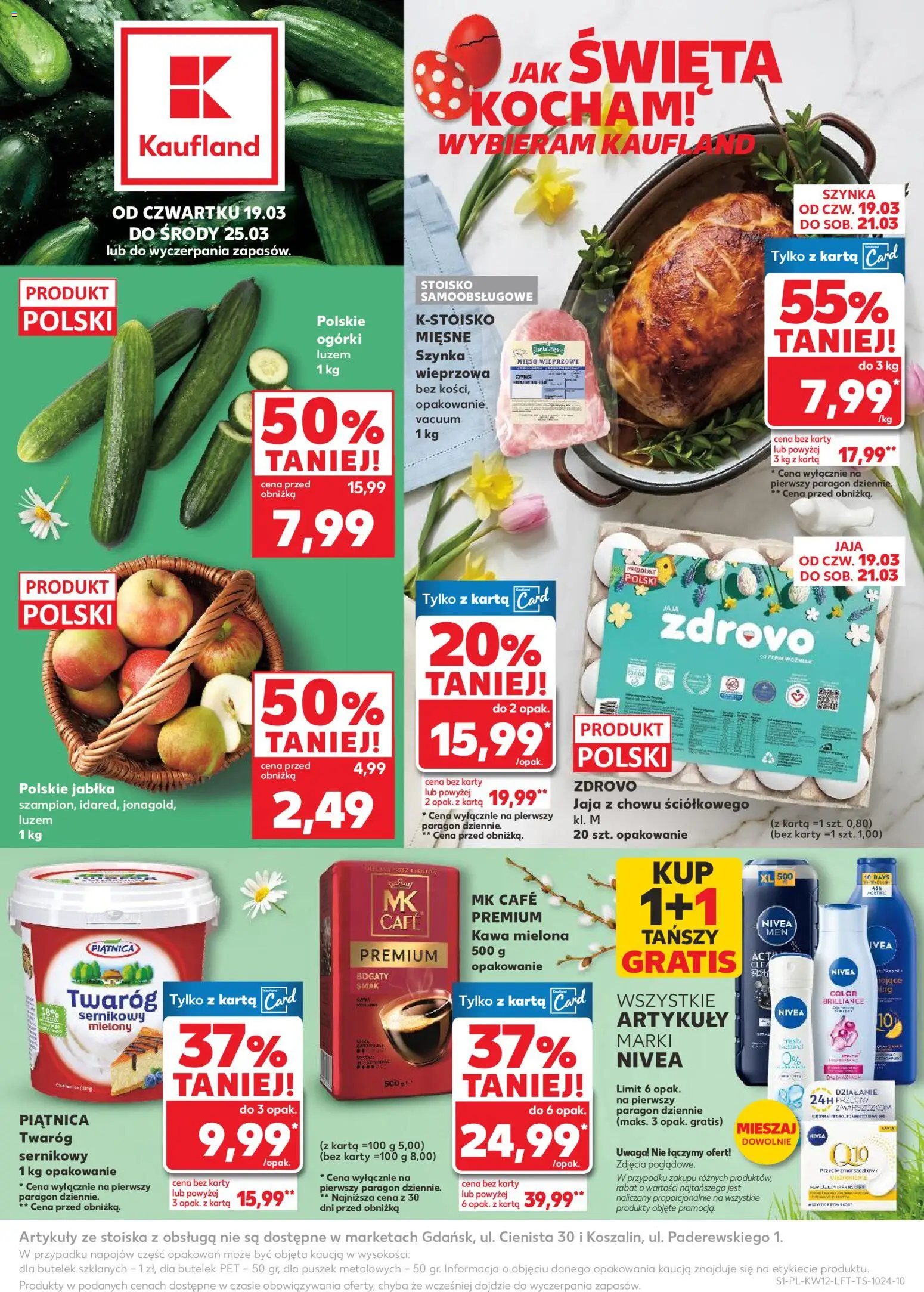 Kaufland gazetka od 19.03.2026 | Strona: 1 | Produkty: Kawa, Jabłka, Ogórki, Jaja