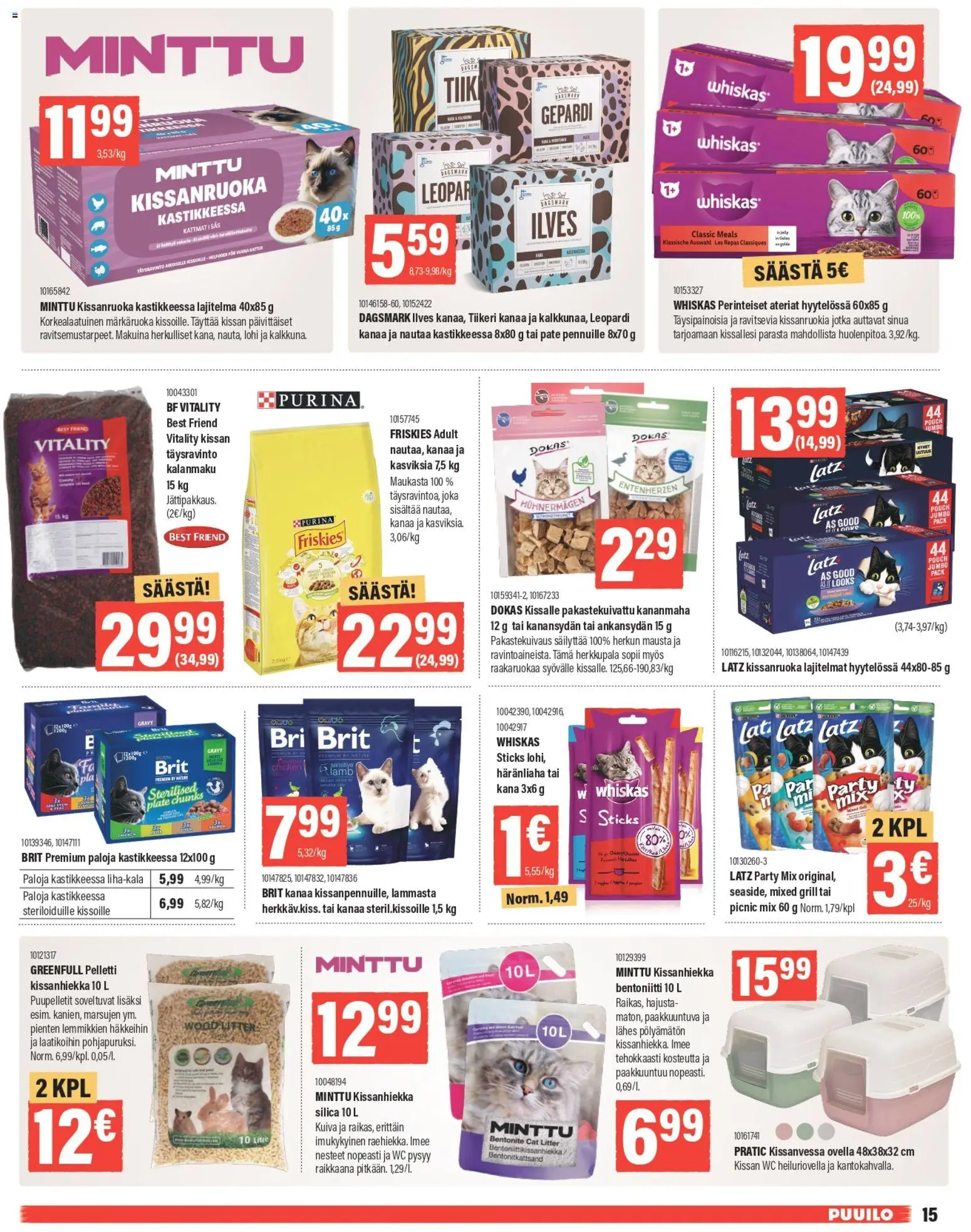 Puuilo tarjoukset – voimassa 16.02.2026 alkaen | Sivu: 15 | Tuotteet: Lohi, WC, Kissanhiekka, Kissanruoka