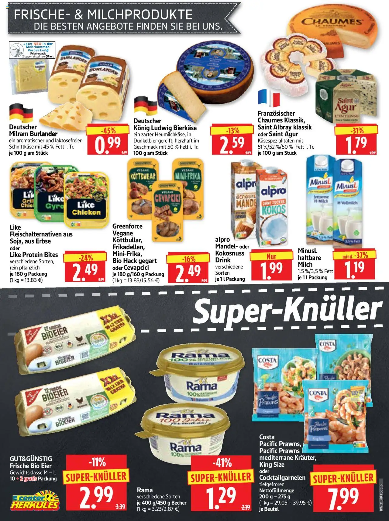 HERKULES Prospekt 	 - gültig ab dem 28.07.2025 | Seite: 6 | Produkte: Rama, Eier, Milram, Erbse