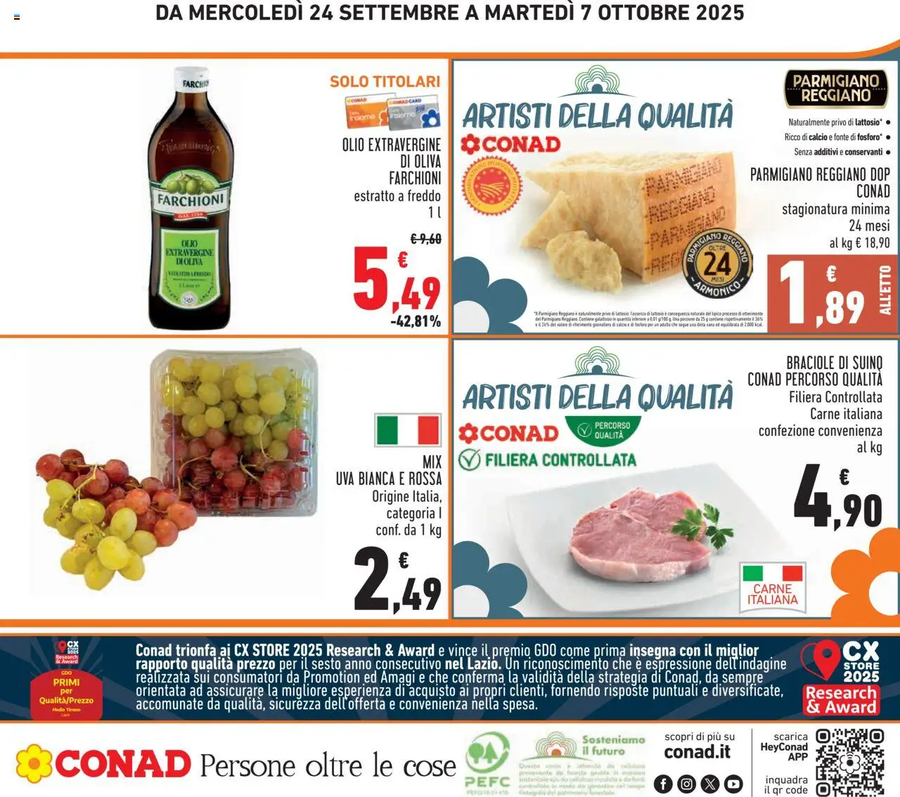 Volantino Conad del 24.09.2025 | Pagina: 28 | Prodotti: Suino, Uva, Parmigiano reggiano, Parmigiano