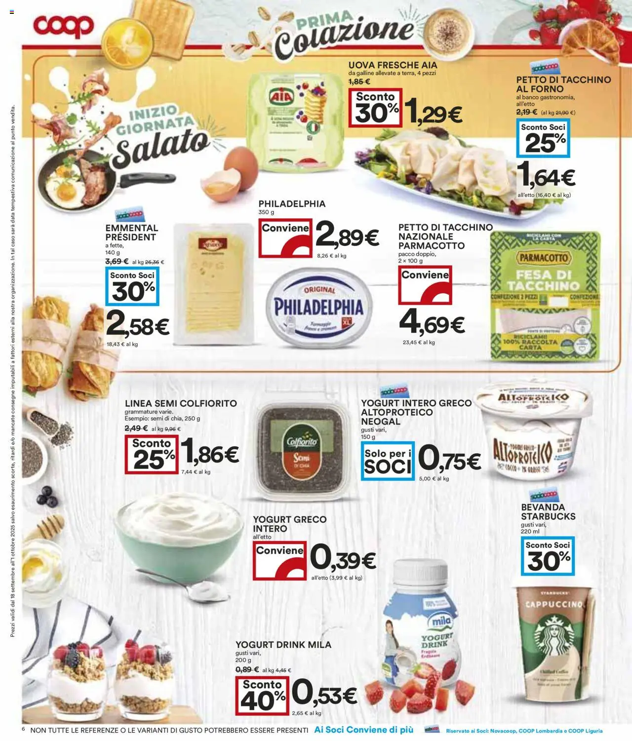 Volantino COOP del 18.09.2025 | Pagina: 6 | Prodotti: Uova, Tacchino, Data, Forno