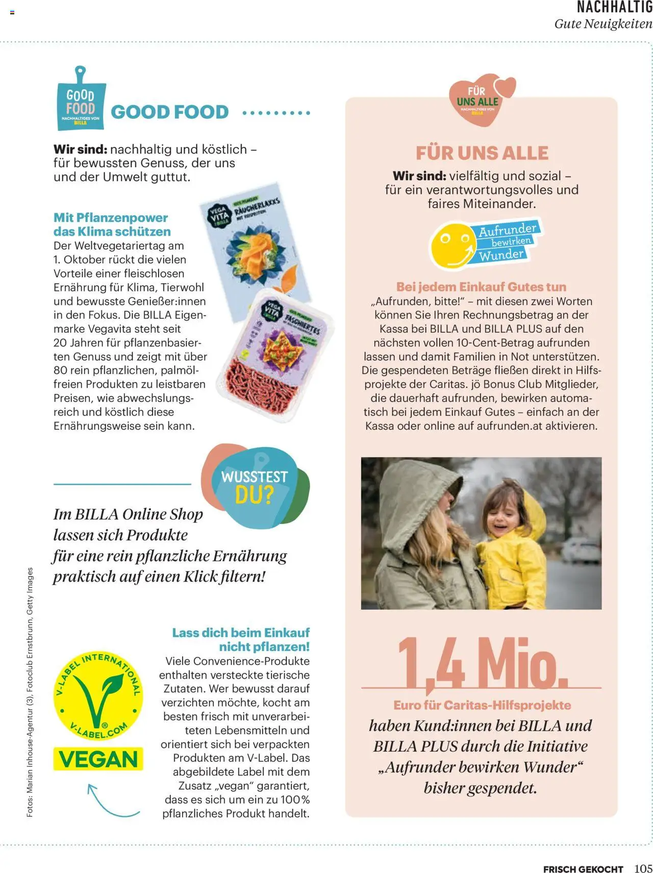 Billa AT akciós ujság - amely érvényes a következő dátumtól: 01.10.2025 | Oldal: 103 | Termékek: Vegán