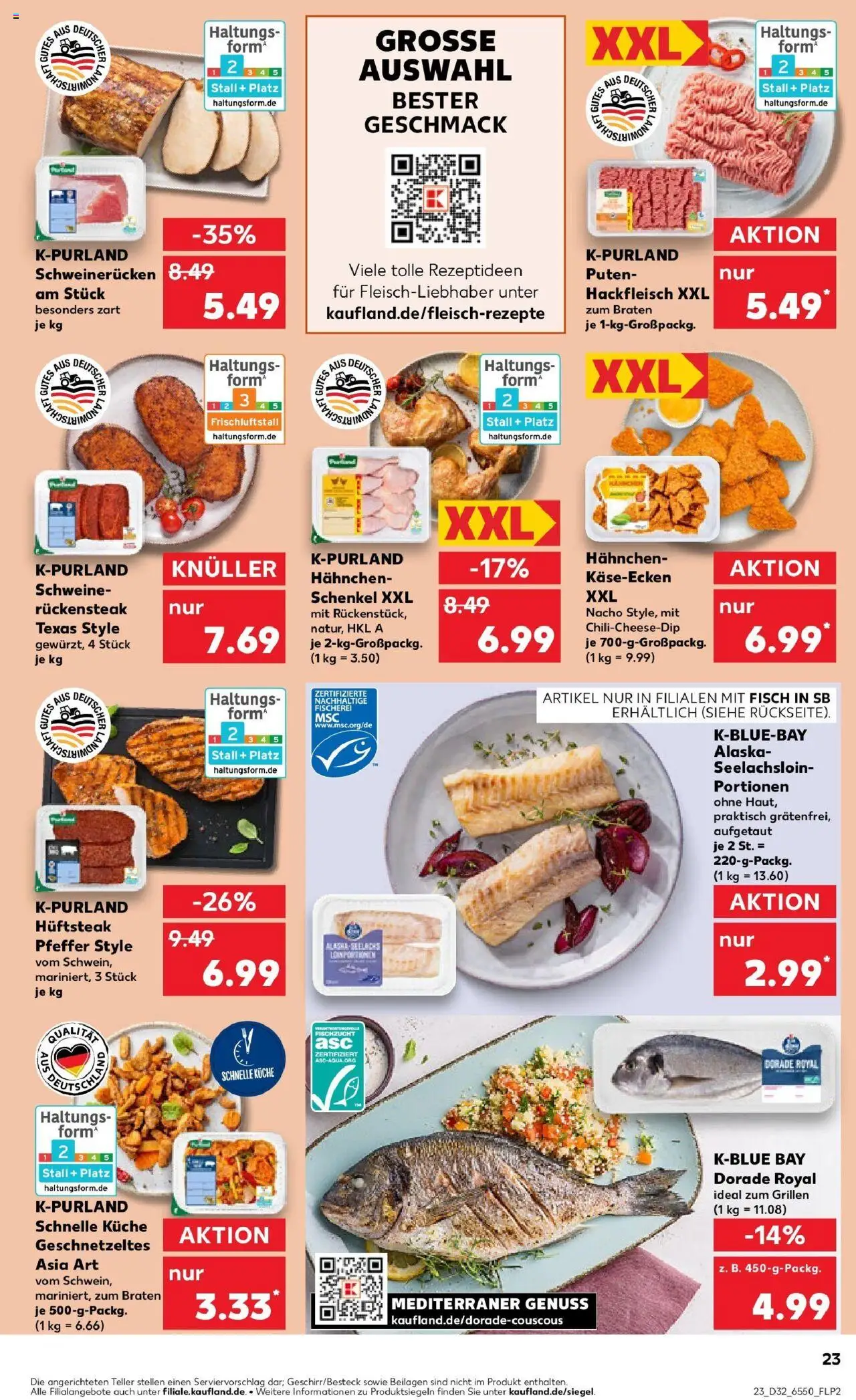 Kaufland prospekt Walsrode	 - gültig ab dem 07.08.2025 | Seite: 23 | Produkte: Hahnchen, Küche, Fisch, Schweinerucken