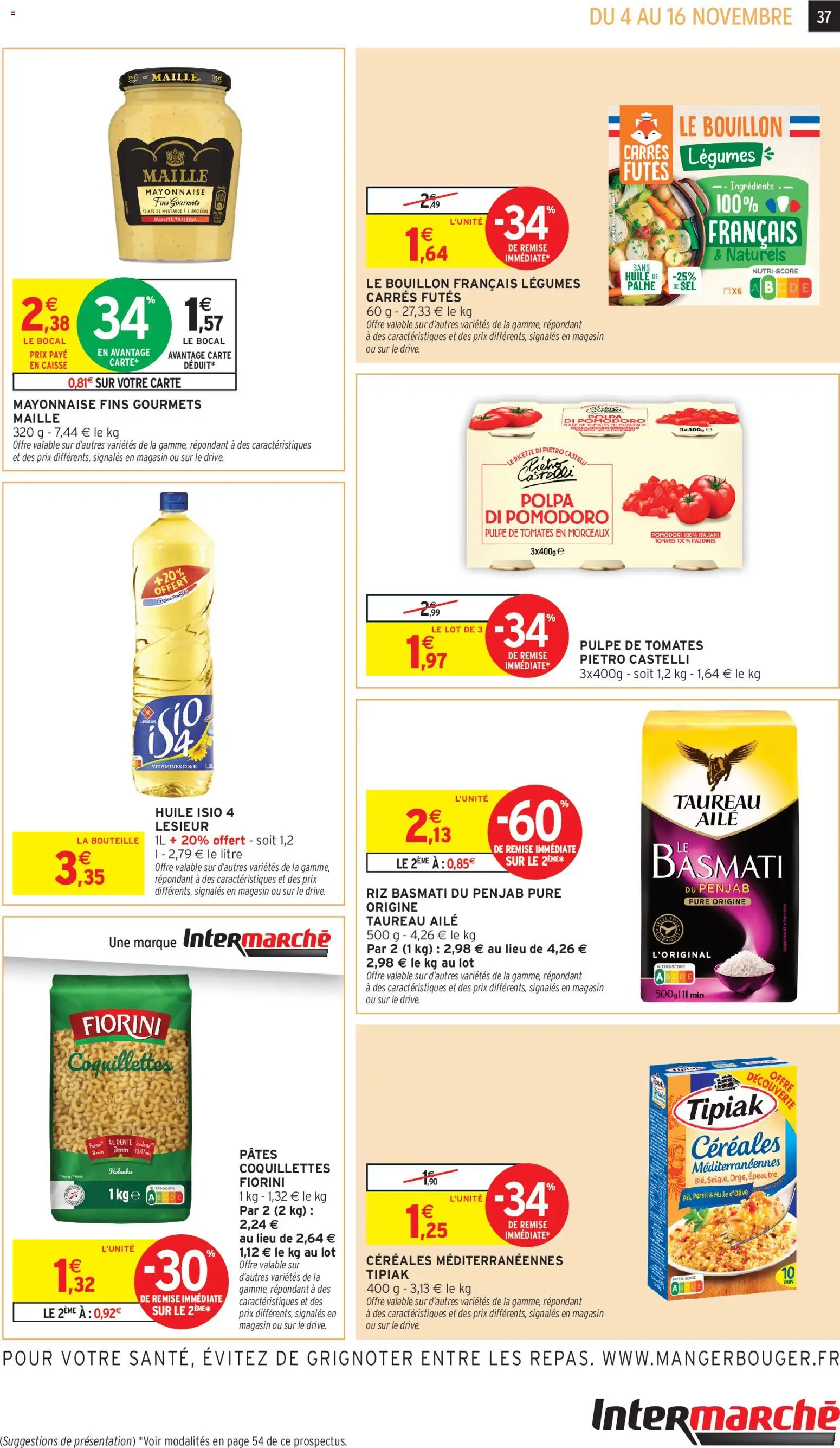 {H1} | Page: 37 | Produits: Riz basmati, Sel, Tomates, Pâtes