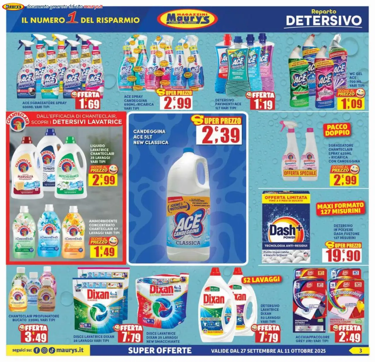 Volantino Maury's del 27.09.2025 | Pagina: 3 | Prodotti: Ammorbidente, Sgrassatore, Lavatrice, WC