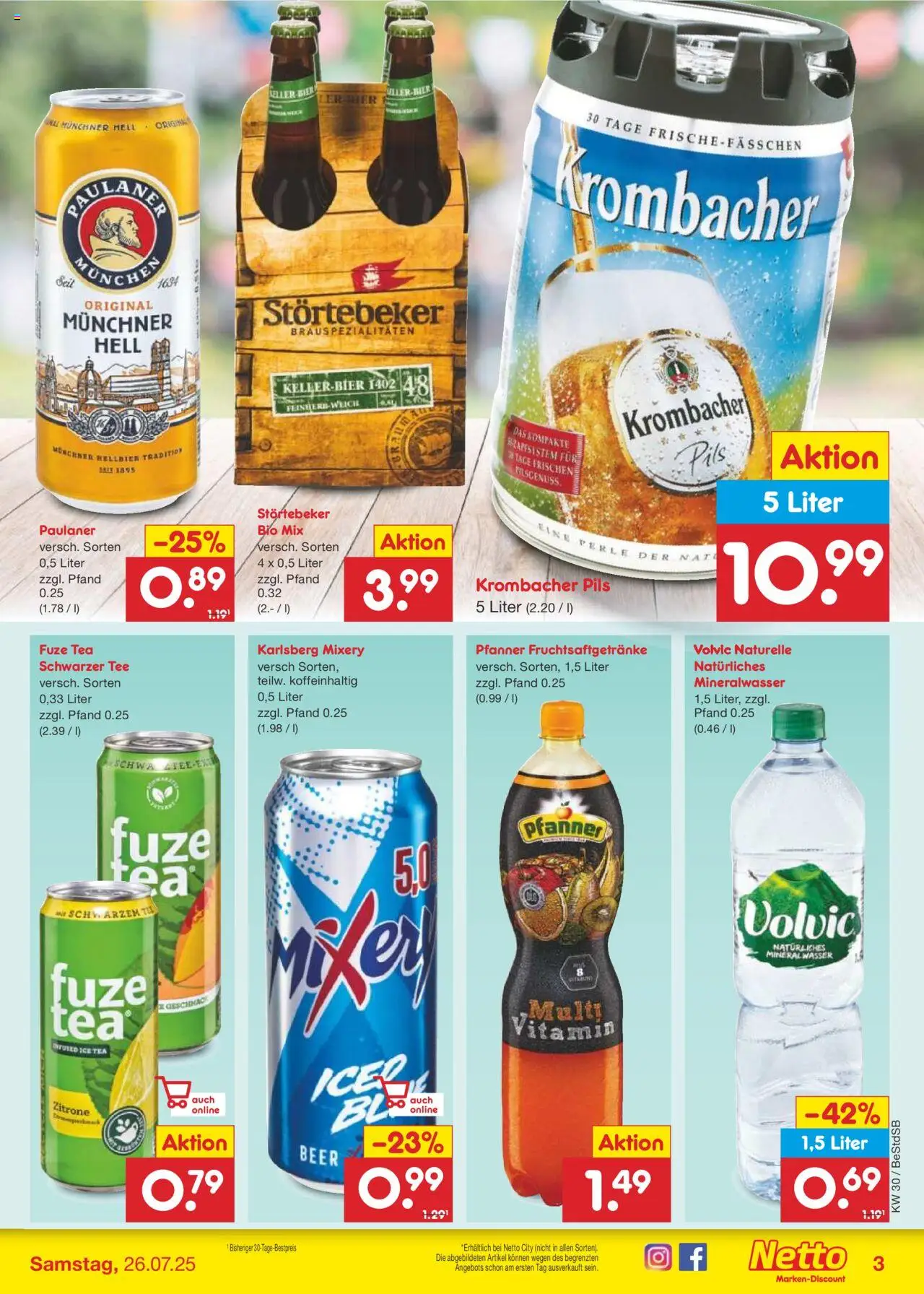 Netto Marken-Discount Prospekt 	 - gültig ab dem 21.07.2025 | Seite: 33 | Produkte: Fuze tea, Bier, Tee, Volvic