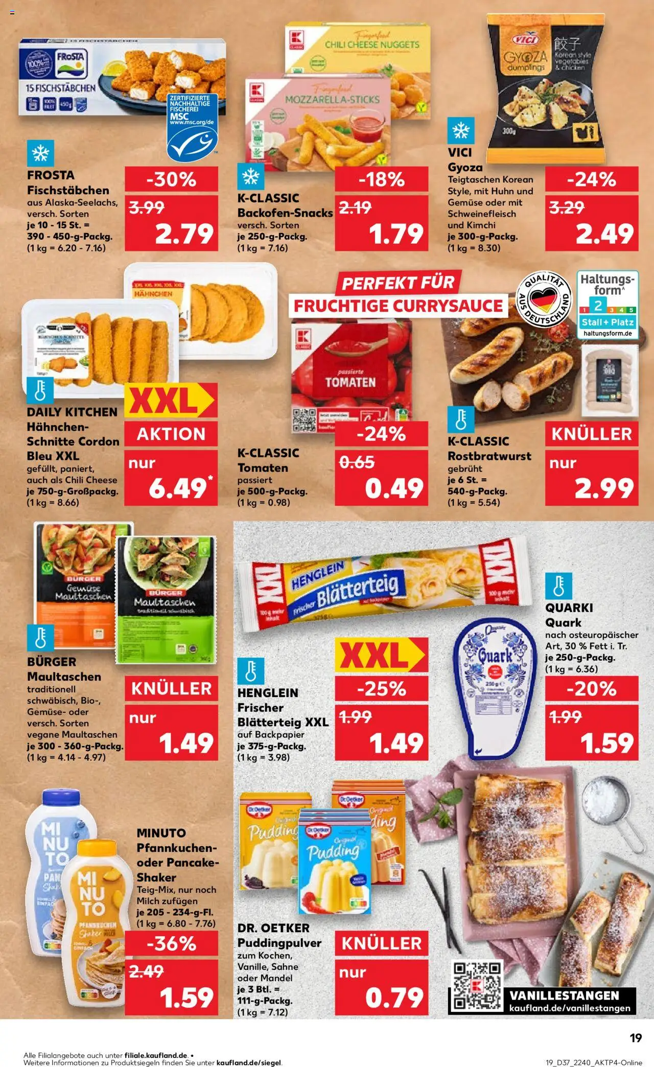 Kaufland prospekt Stuttgart	 – gültig ab 11.09.2025 | Seite: 19 | Produkte: Burger, Pfannkuchen, Fischstabchen, Schweinefleisch