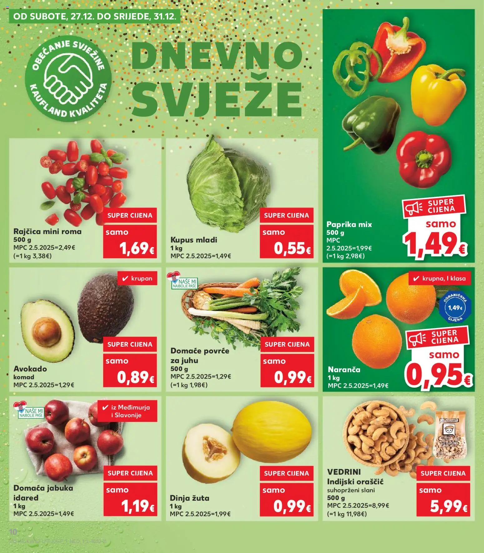 Kaufland katalog | vrijedi od 27.12.2025 | Stranica: 10 | Proizvodi: Paprika, Avokado, Kupus, Rajčica
