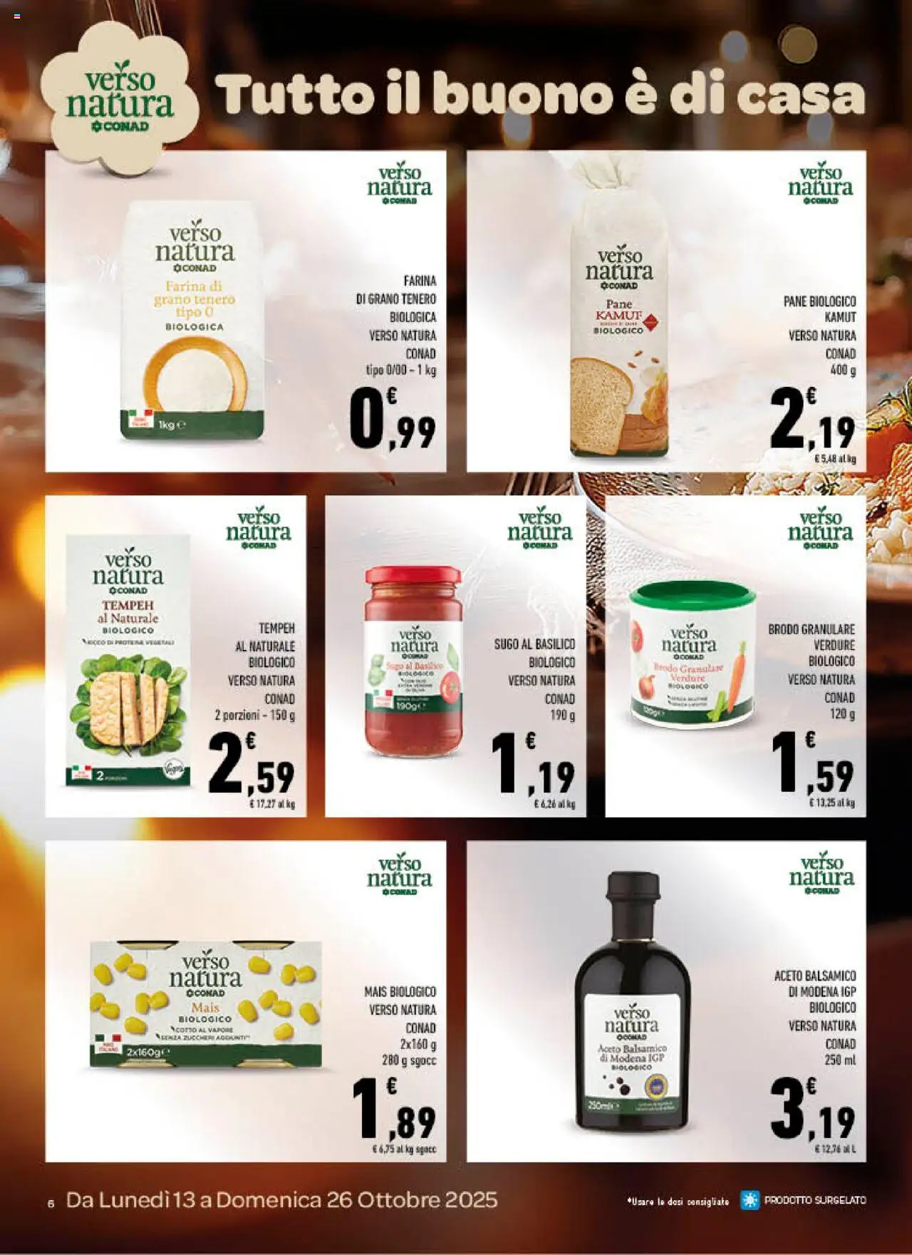 Volantino Spazio Conad del 13.10.2025 | Pagina: 6 | Prodotti: Pane, Basilico, Aceto, Sugo