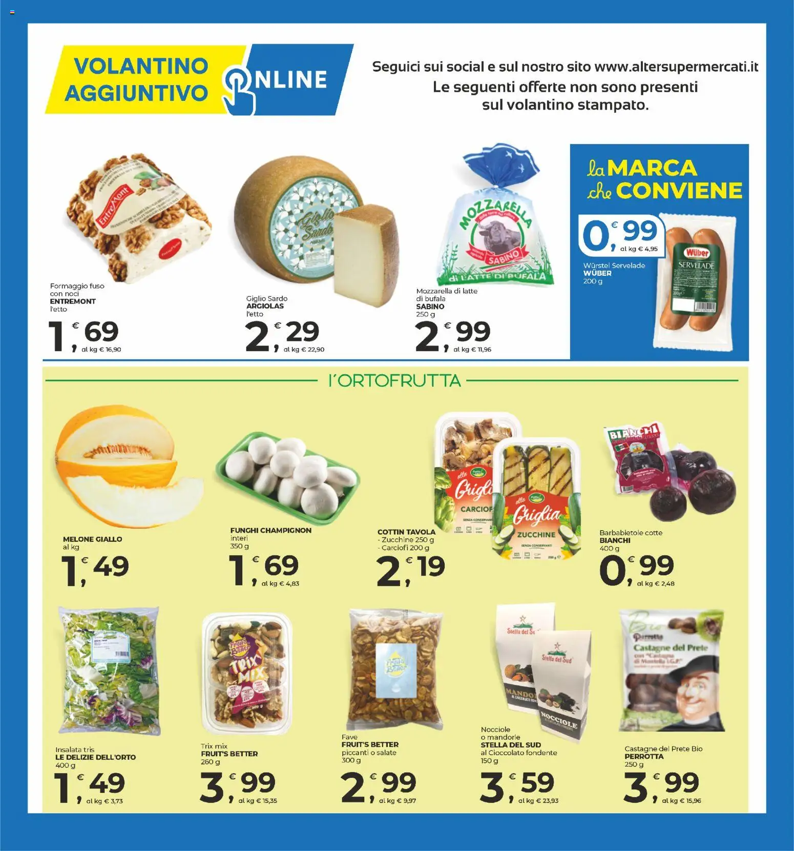 Volantino Alter Discount del 25.11.2025 | Pagina: 13 | Prodotti: Insalata, Formaggio, Wurstel, Mandorle
