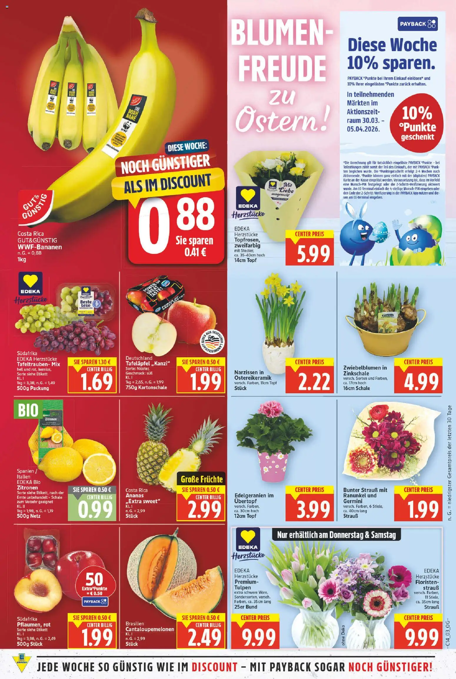 E center Prospekt 	 – gültig ab 30.03.2026 | Seite: 3 | Produkte: Blumen, Ananas, Zitronen
