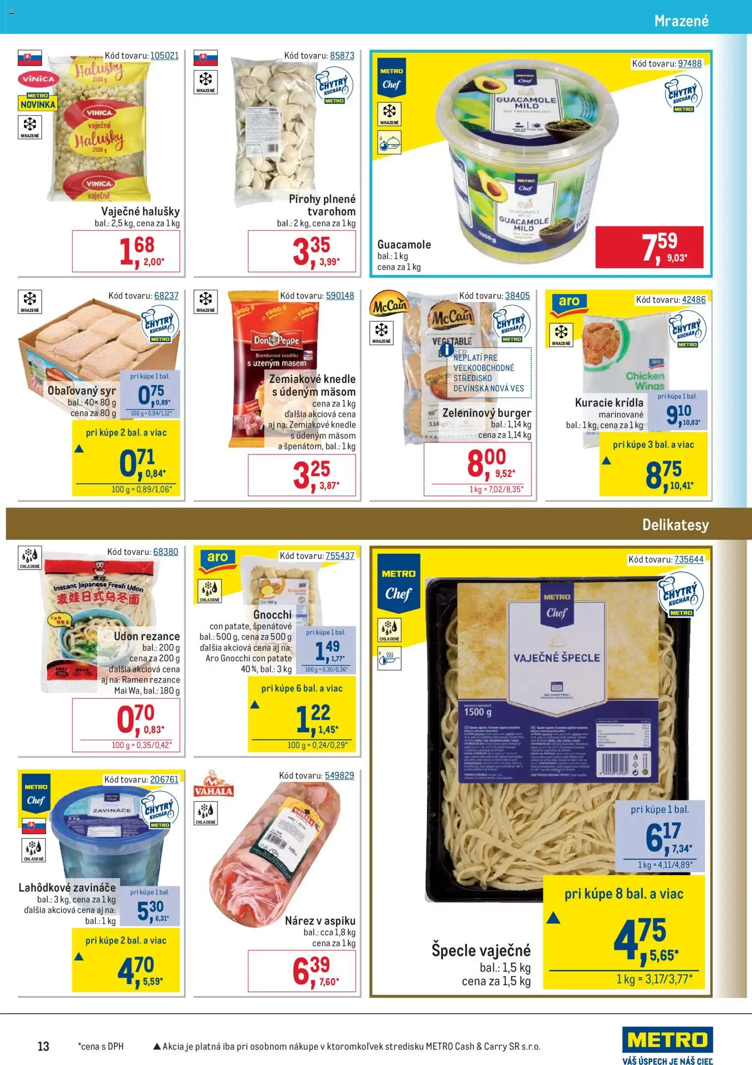 Nové Metro akcie – leták je platný od 02.01.2026 | Strana: 13 | Produkty: Syr, Pirohy, Rezance, Kuracie krídla