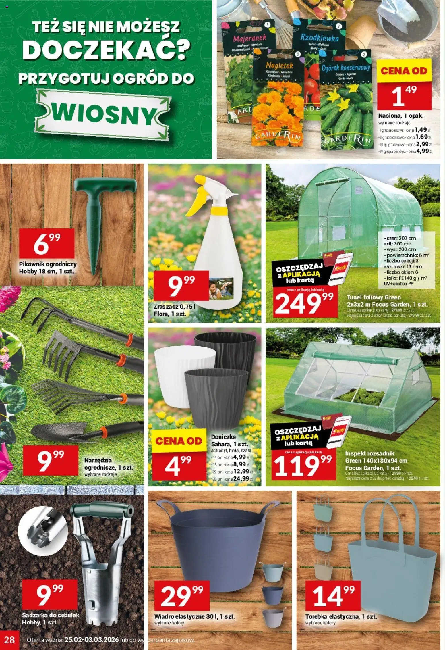 Twój Market Gazetka od 25.02.2026 | Strona: 28 | Produkty: Karta, Majeranek, Tunel foliowy, Doniczka