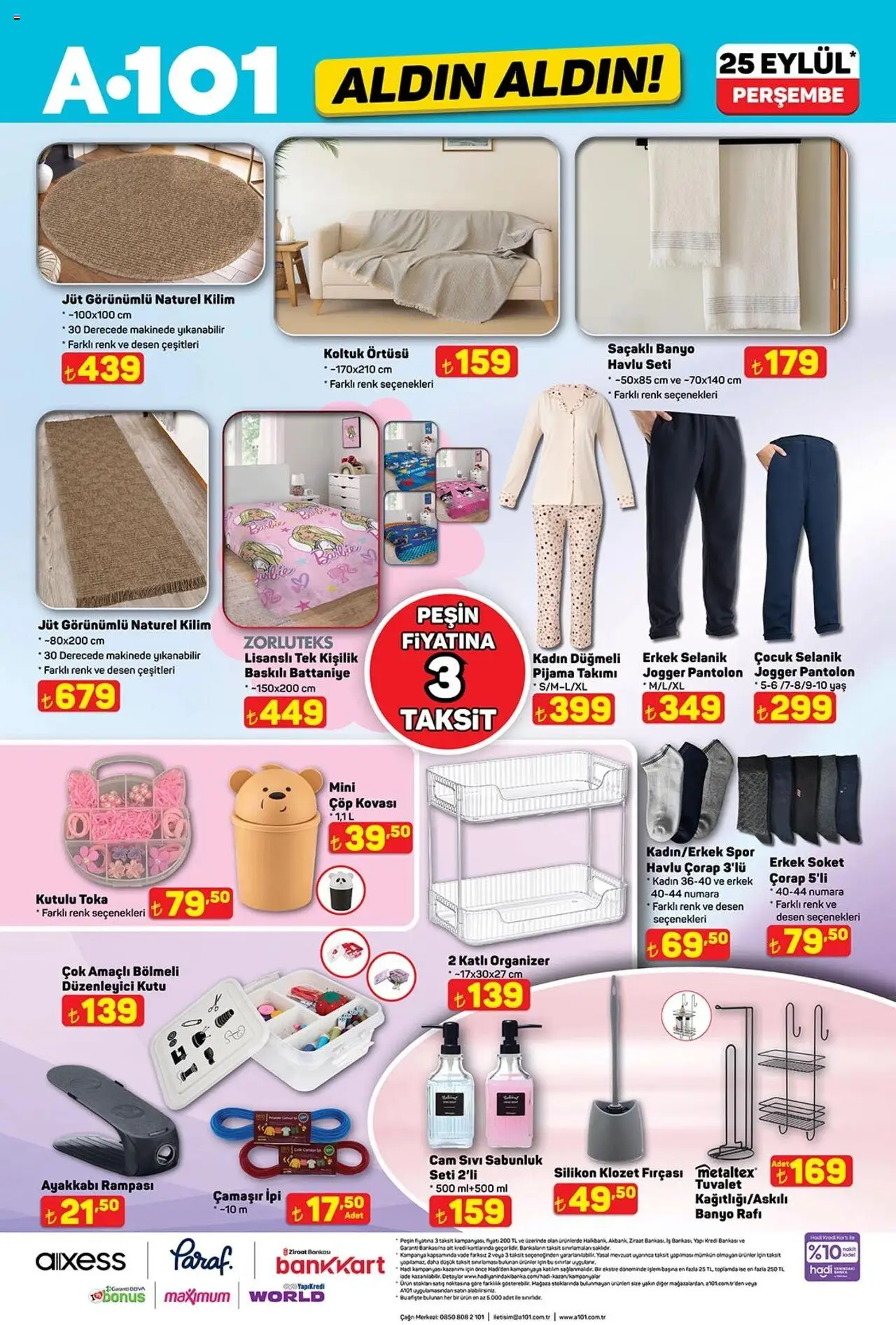 A101 Katalog Aldın Aldın - 25.09.2025 tarihinden itibaren geçerlidir | Sayfa: 12 | Ürünler: Battaniye, Çamaşır ipi, Banyo, Pijama