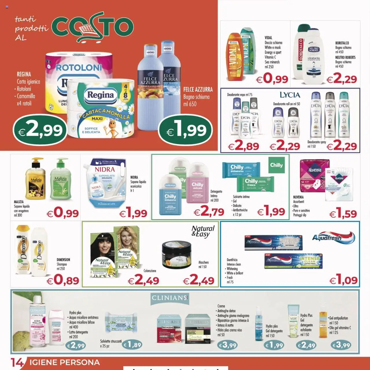 Volantino MerSi Supermercati del 08.10.2025 | Pagina: 14 | Prodotti: Dentifricio, Crema viso, Slip, Doccia