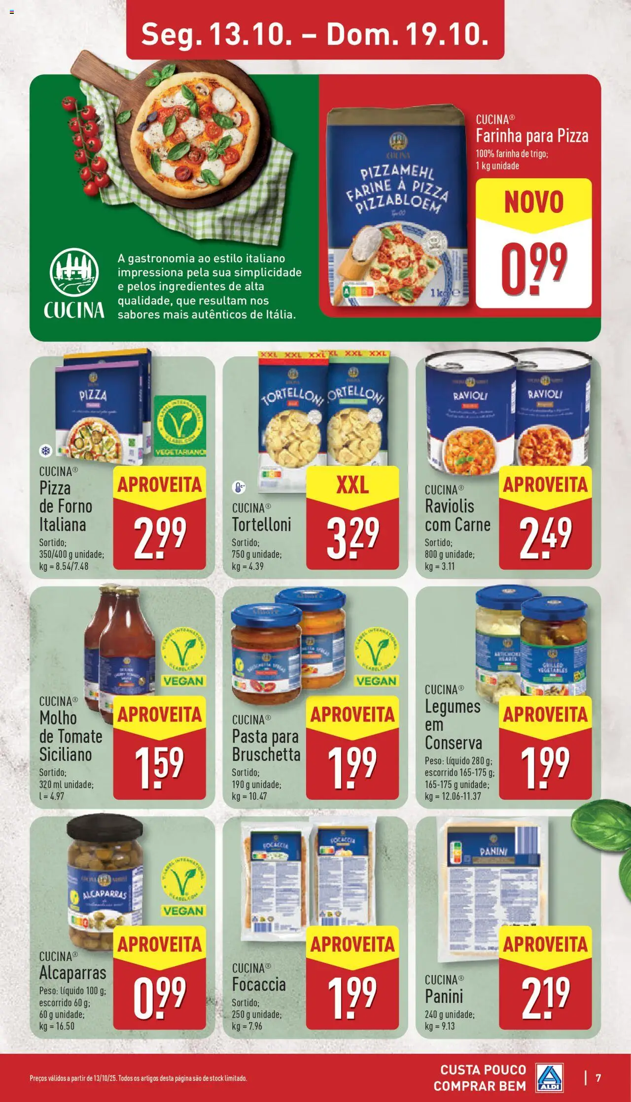 Aldi folheto │ válido de 13.10.2025 | Página: 7 | Produtos: Pizza, Carne, Tomate, Alcaparras