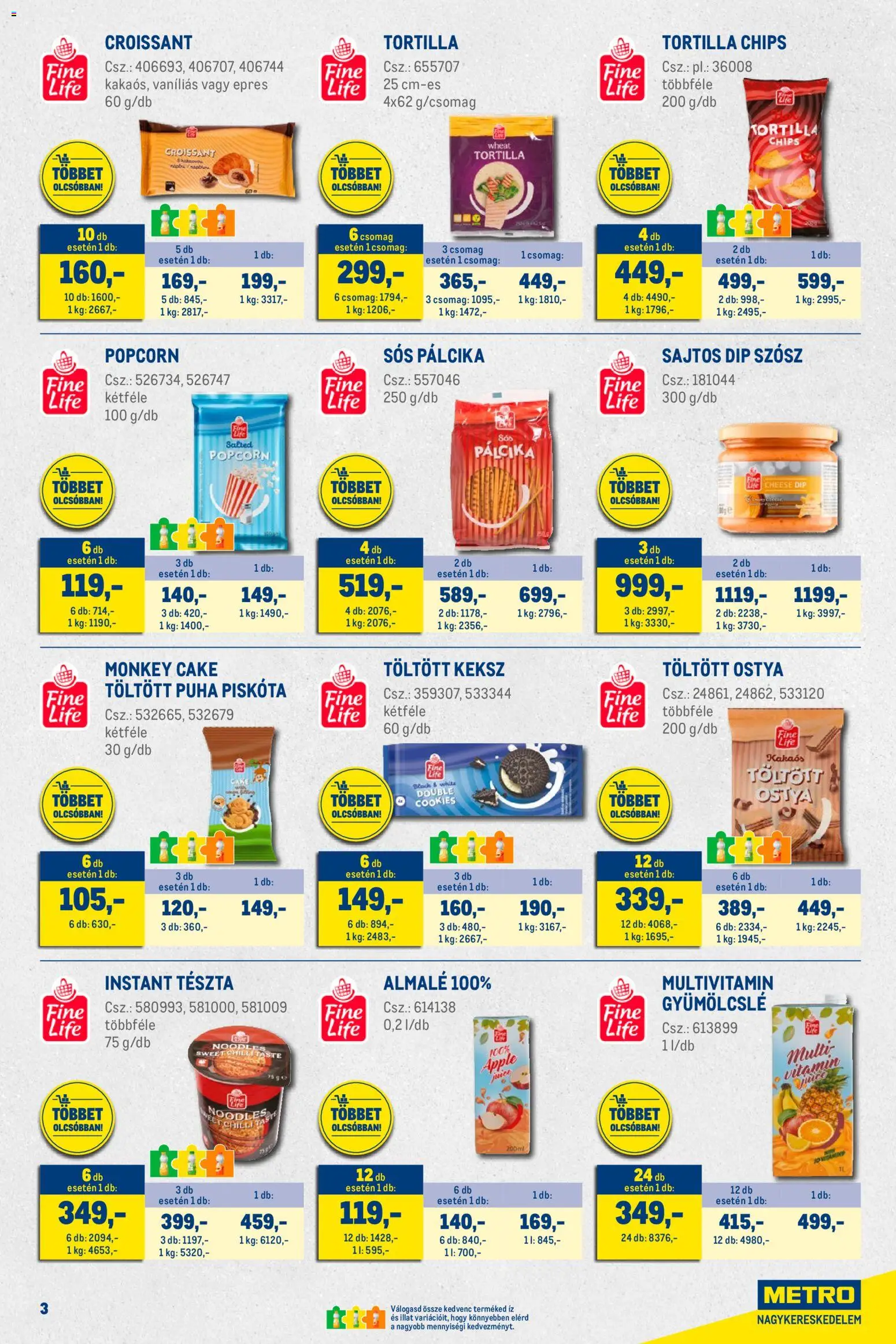 Metro akciós ujság - amely érvényes a következő dátumtól: 02.01.2026 | Oldal: 3 | Termékek: Piskóta, Croissant, Multivitamin, Almalé