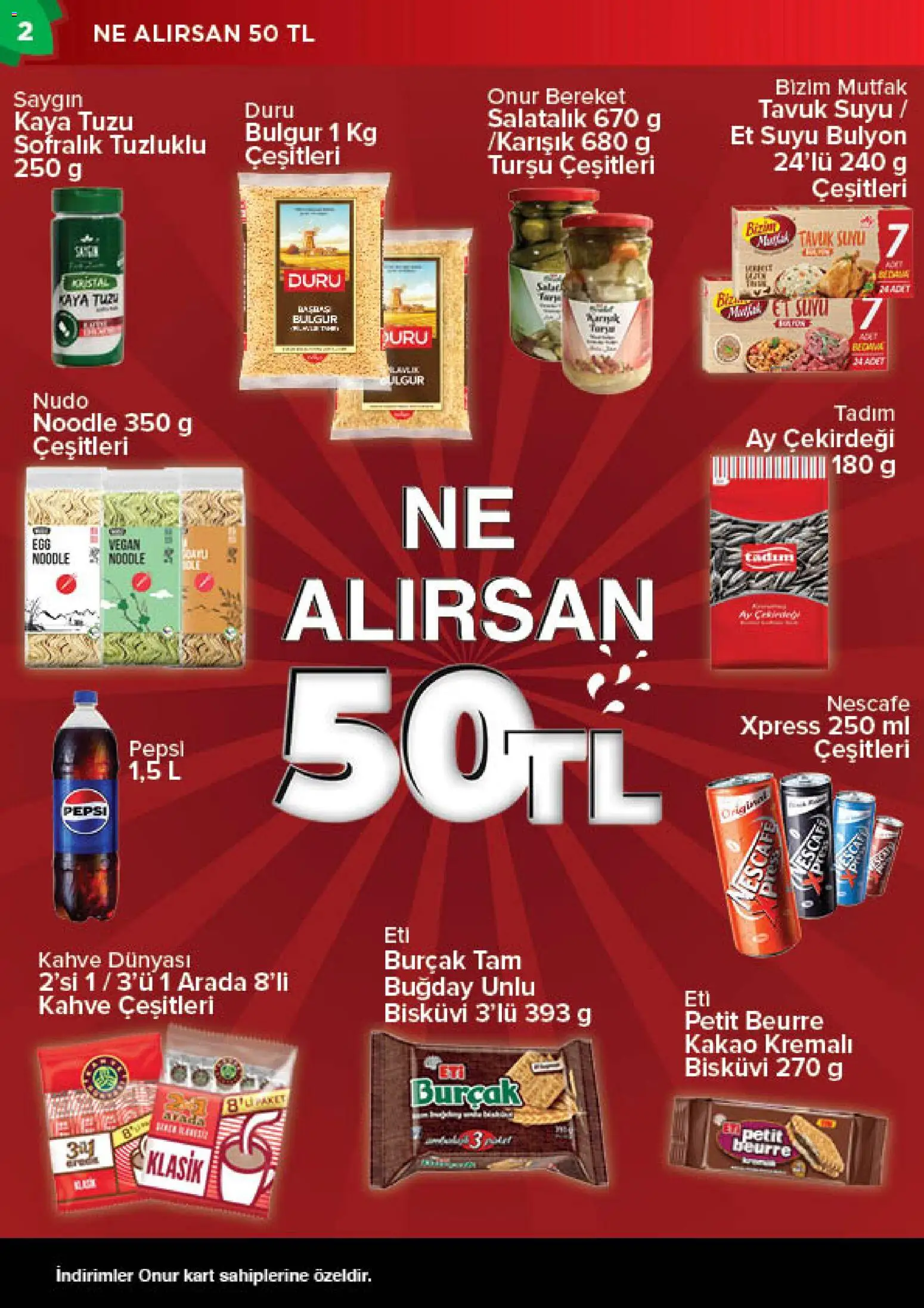 Onur Market Katalog - Bursa - 28.04.2026 tarihinden itibaren geçerlidir | Sayfa: 2 | Ürünler: Kahve, Salatalık, Klementiinit, Bisküvi