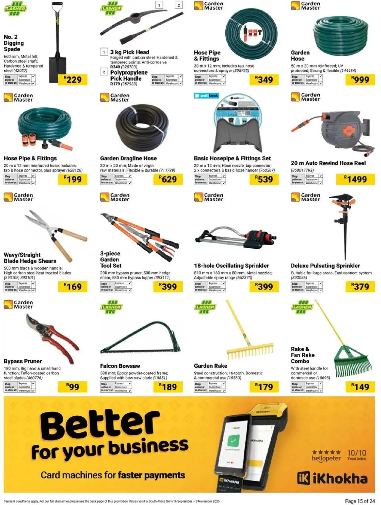 New Builders catalogue – valid from 16.09.2025 | Page: 15 | Products: Fan, Spade, Bowsaw, Pipe