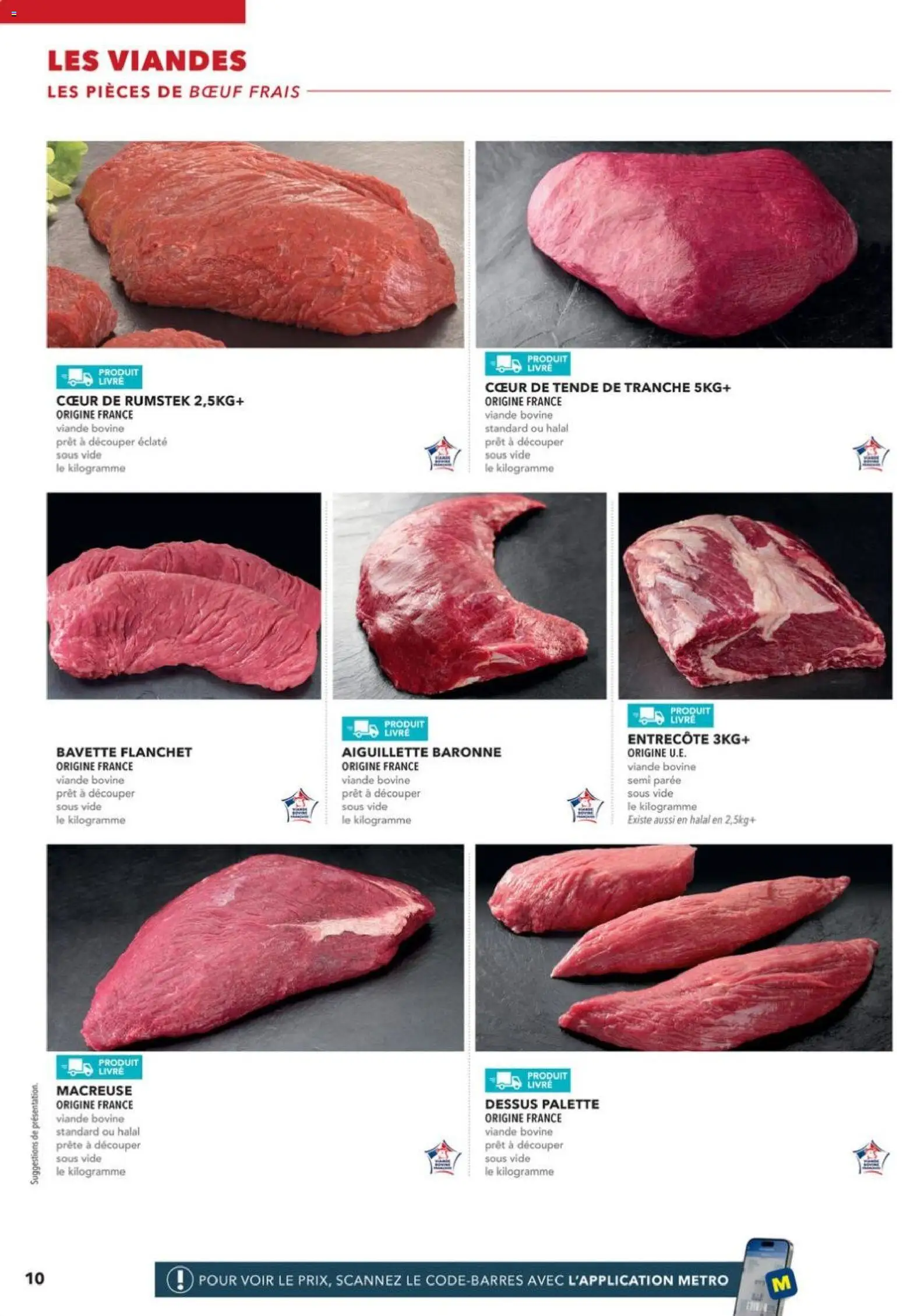 {H1} | Page: 10 | Produits: Entrecôte, Bavette, Livre, Viande bovine