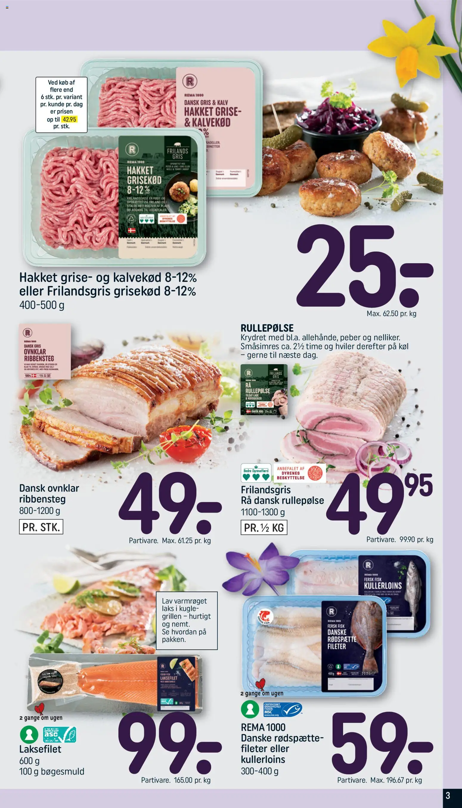 Rema 1000 tilbudsavis – gyldig fra 28.03.2026 | Side: 3 | Produkter: Fisk, Salt, Rullepølse, Peber