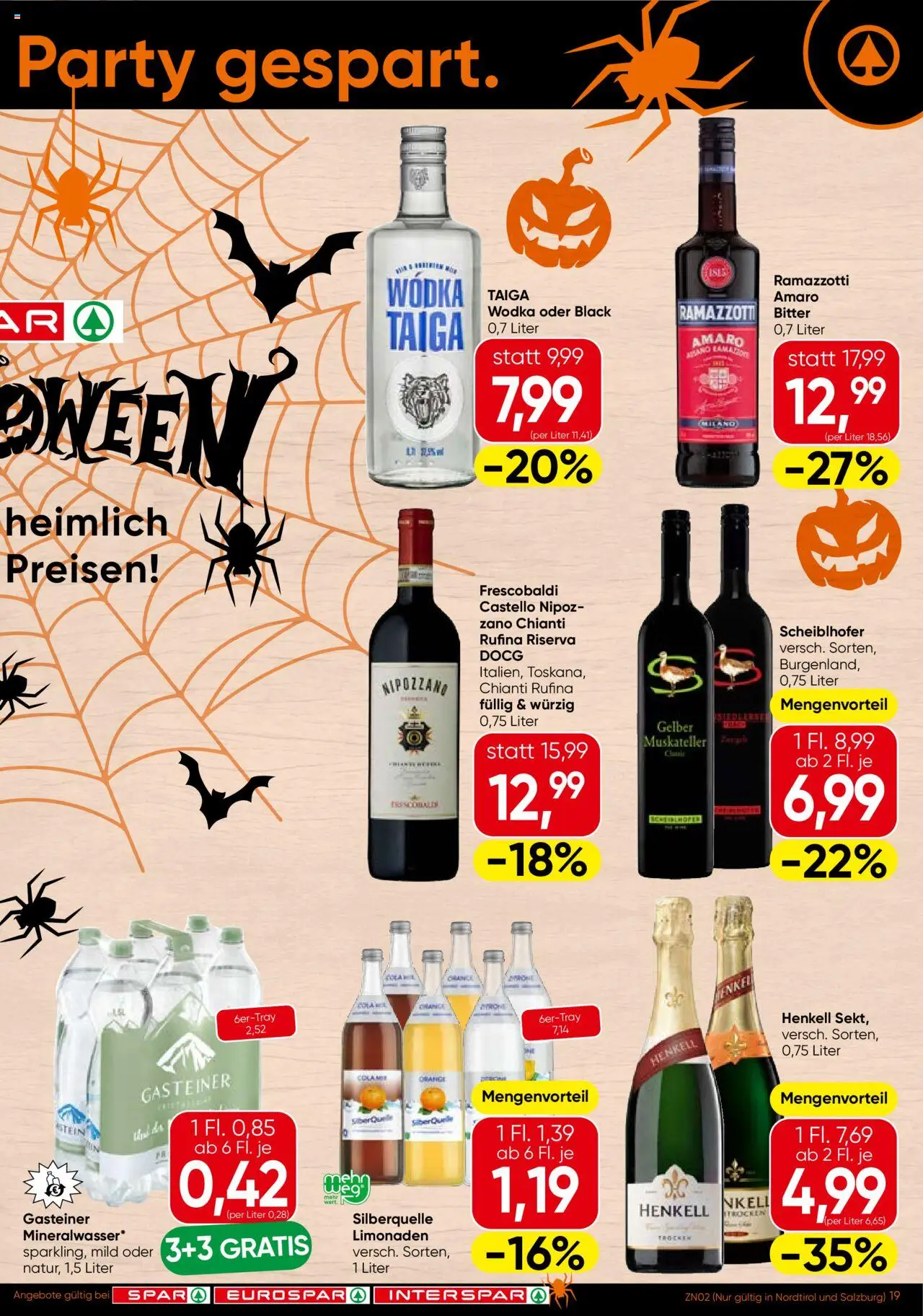 Spar Flugblatt - Tirol gültig ab 09.10.2025 | Seite: 19 | Produkte: Wodka