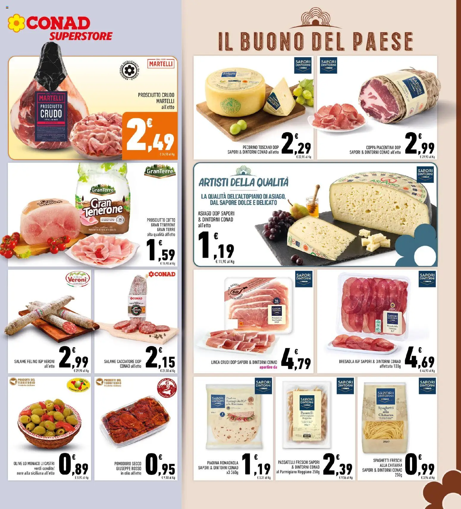Volantino Conad del 08.04.2026 | Pagina: 7 | Prodotti: Bresaola, Pomodoro, Olive, Pasta
