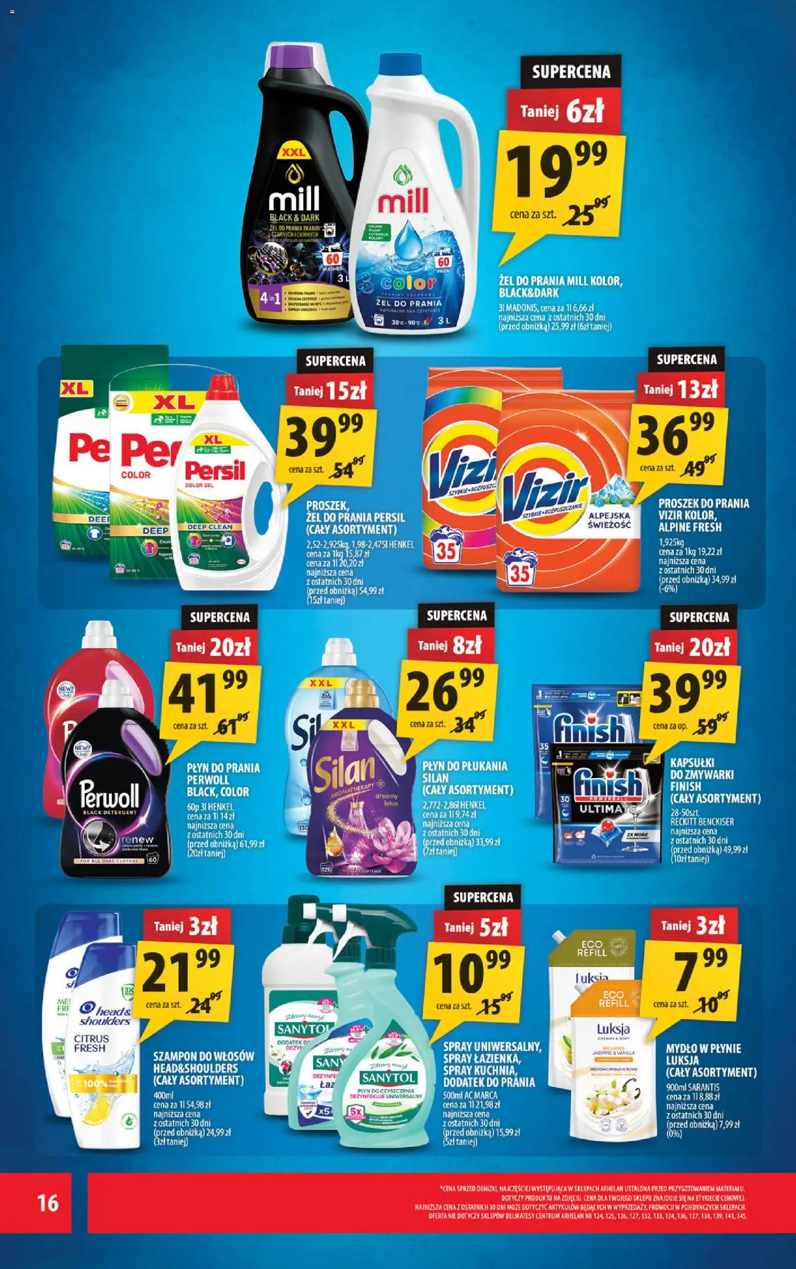 Arhelan Gazetka od 30.01.2026 | Strona: 16 | Produkty: Mydło w płynie, Szampon, Finish, Detergent