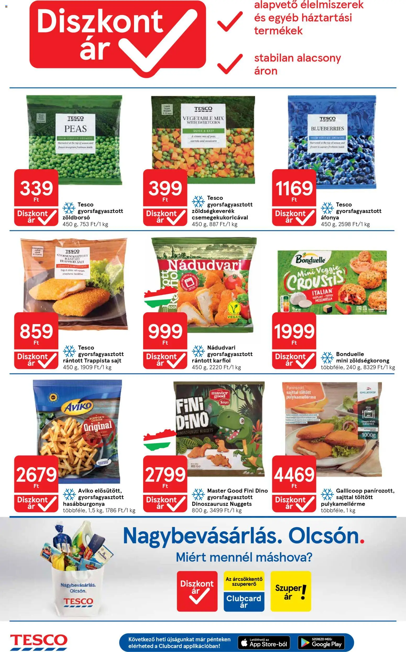 Tesco akciós ujság - amely érvényes a következő dátumtól: 08.01.2026 | Oldal: 8 | Termékek: Áfonya, Karfiol, Zöldségkeverék, Nuggets